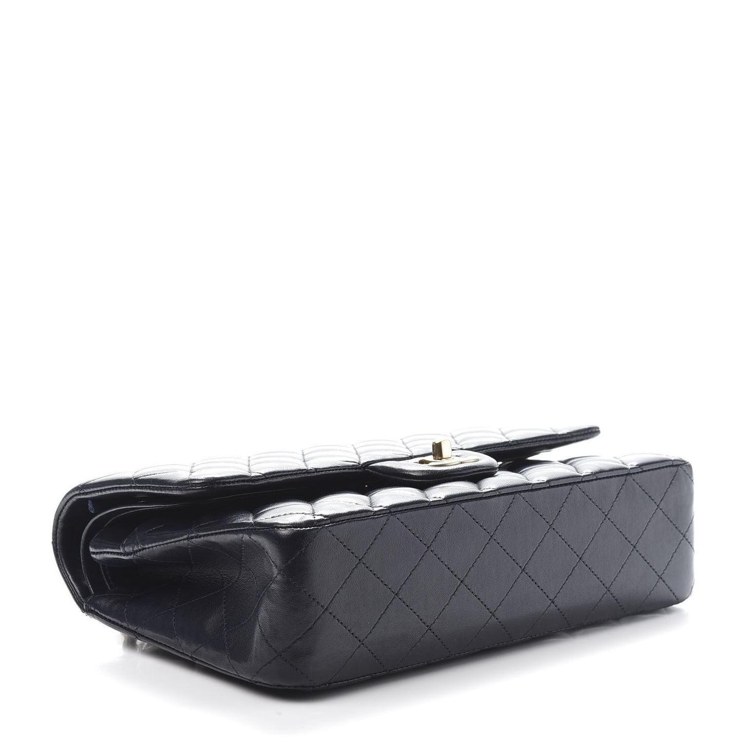 Lambskin Quilted Medium Double Flap Navy