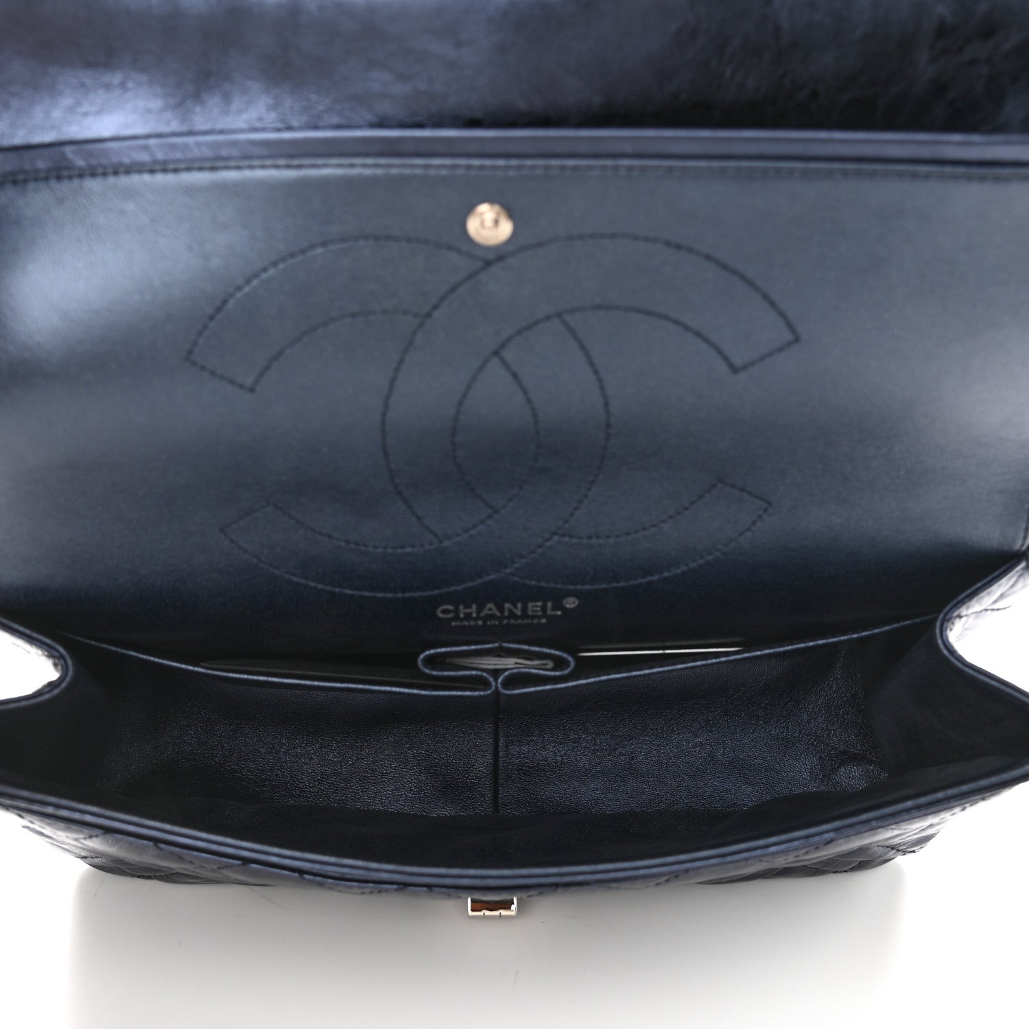 Chanel Metallic Aged Calfskin Quilted 2.55 Reissue 227 Flap Dark Navy Blue 5 of 10