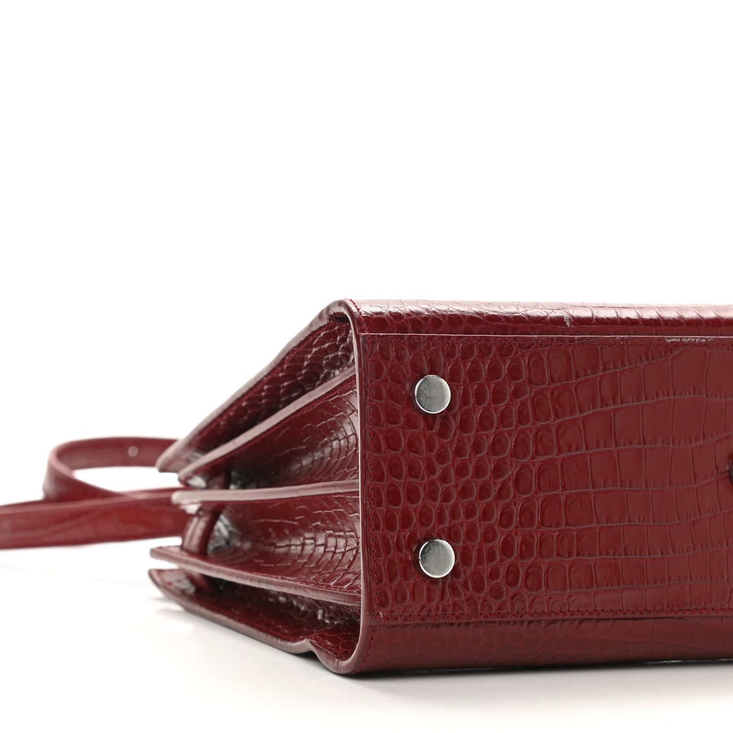Calfskin Crocodile Embossed Small Sac de Jour Red Lacquer