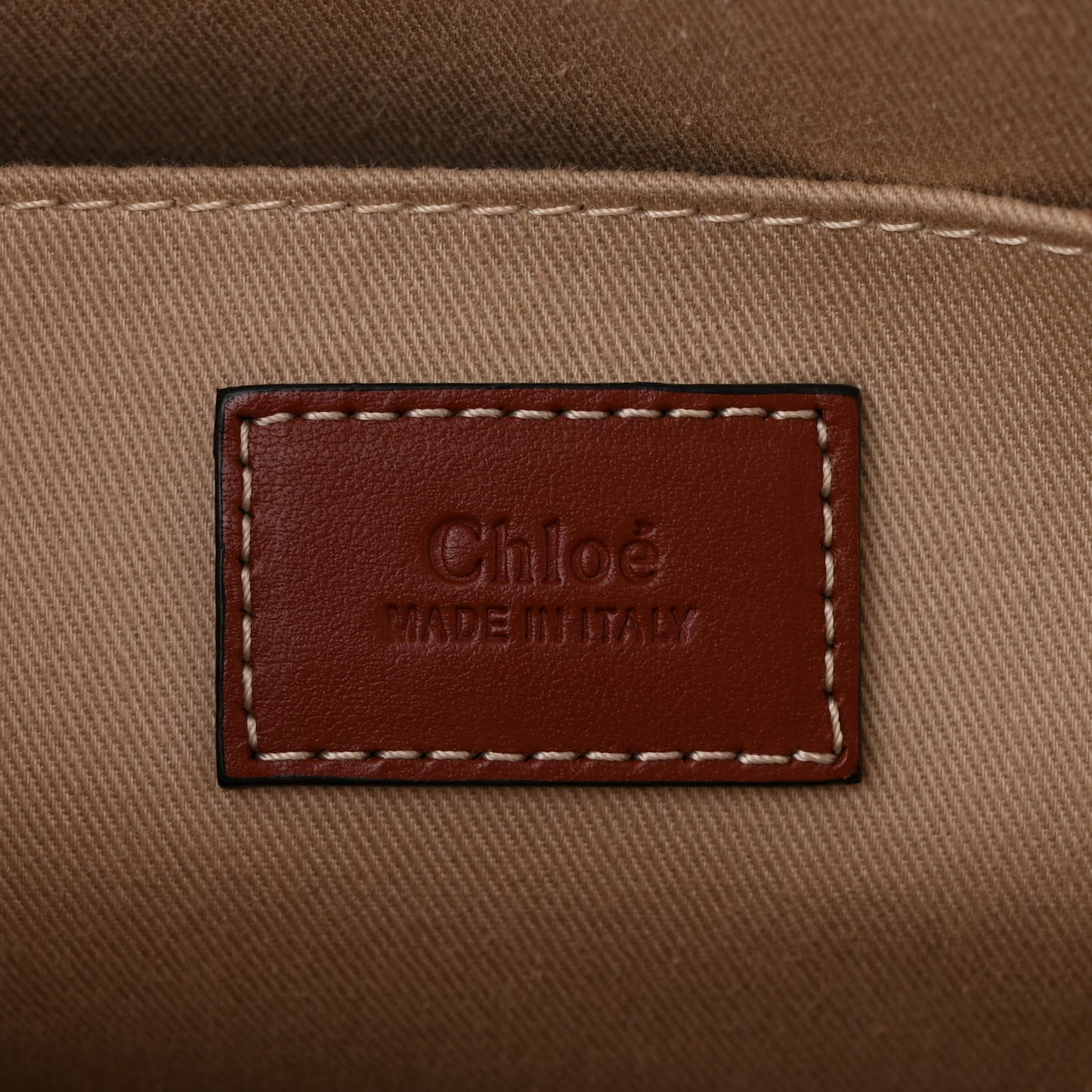 Linen Calfskin Medium Woody Ribbon Tote White Brown