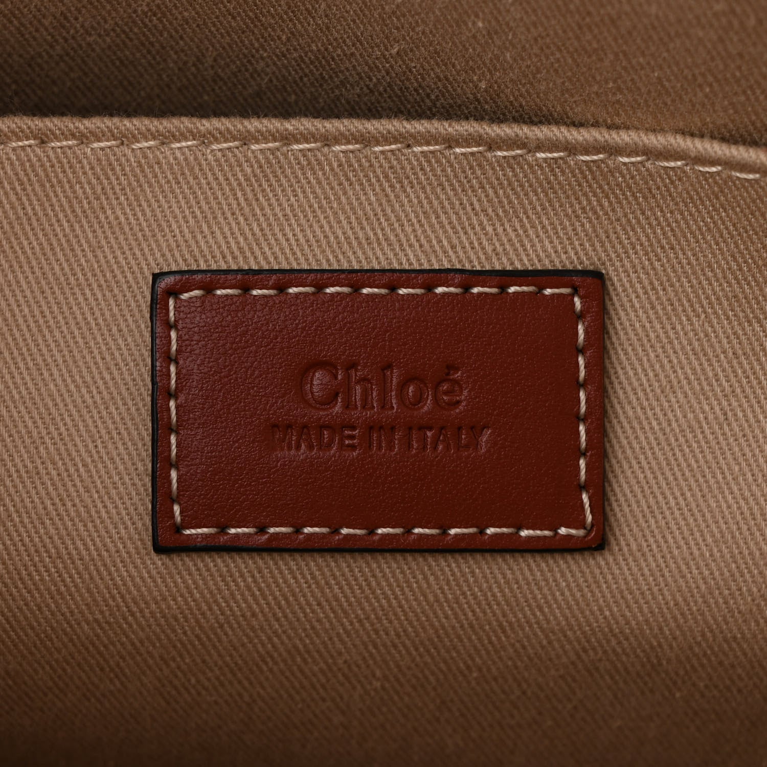 Chloe Linen Calfskin Medium Woody Ribbon Tote White Brown 5 of 10