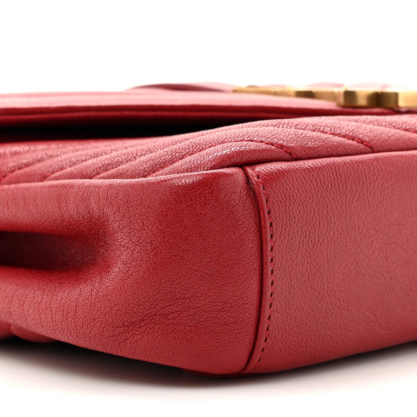 Sheepskin Matelasse Chevron Monogram Medium College Bag Rouge