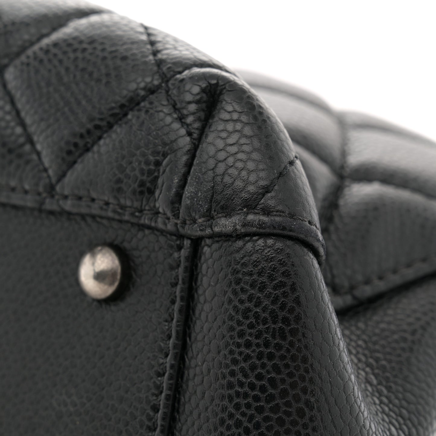 Caviar Quilted City Shopping Tote Black