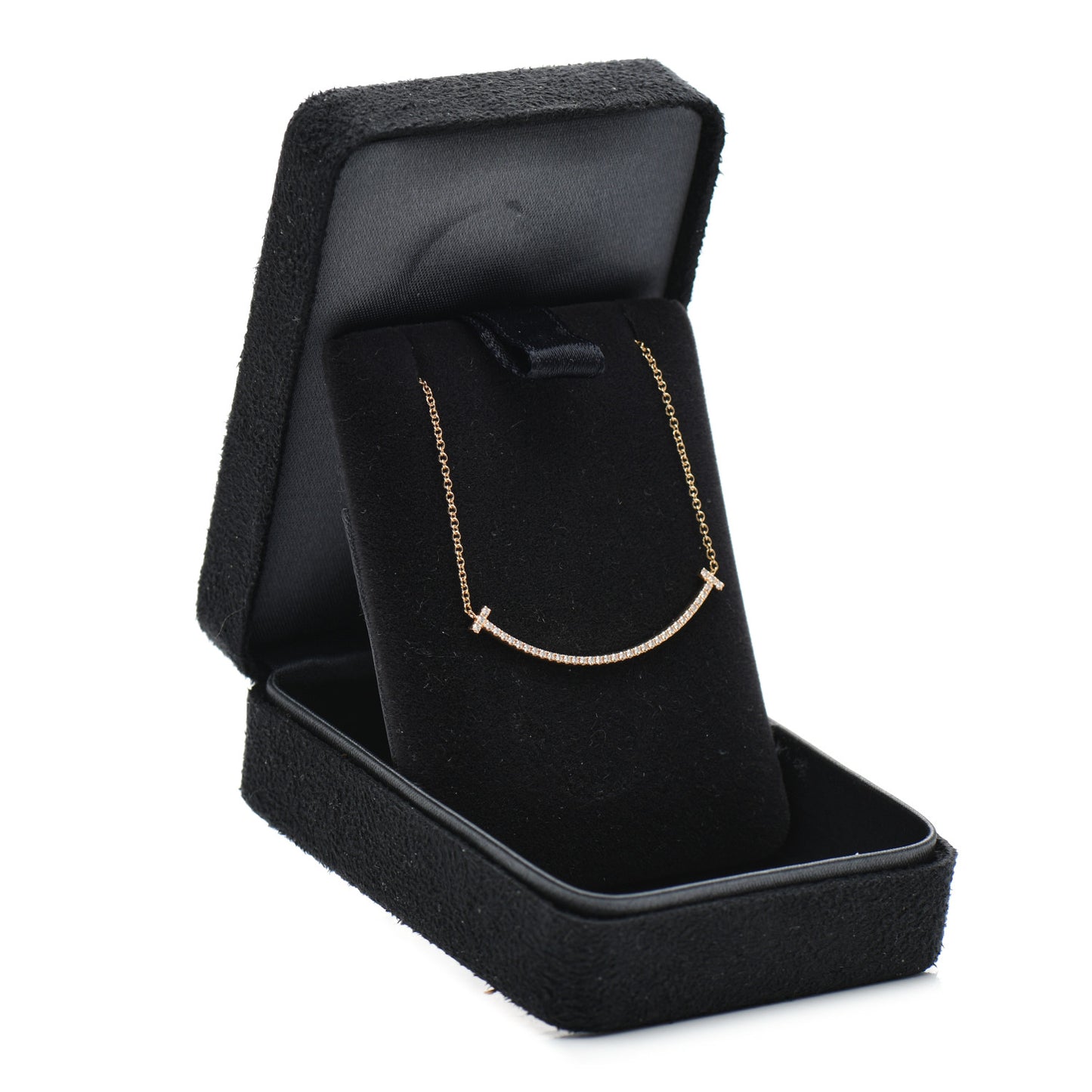 18K Yellow Gold Diamond Small T Smile Pendant Necklace