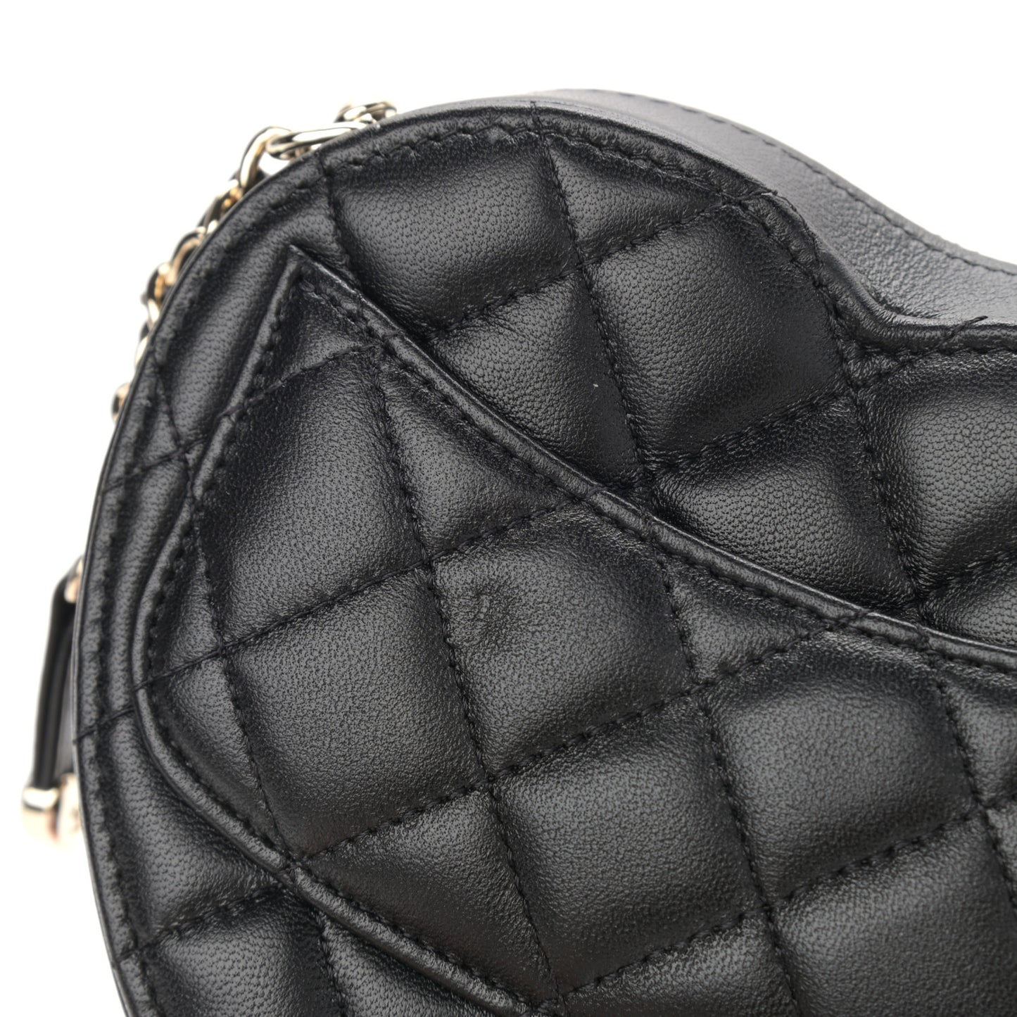 Lambskin Quilted CC In Love Heart Clutch With Chain Black
