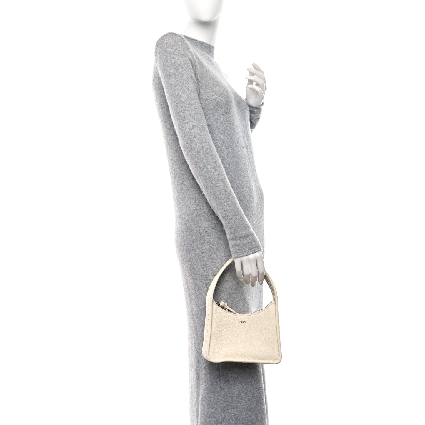 Cuoio Roma Sellerissima Nappa Sintetica Tape Stitch Mini Fendessence Shoulder Bag White