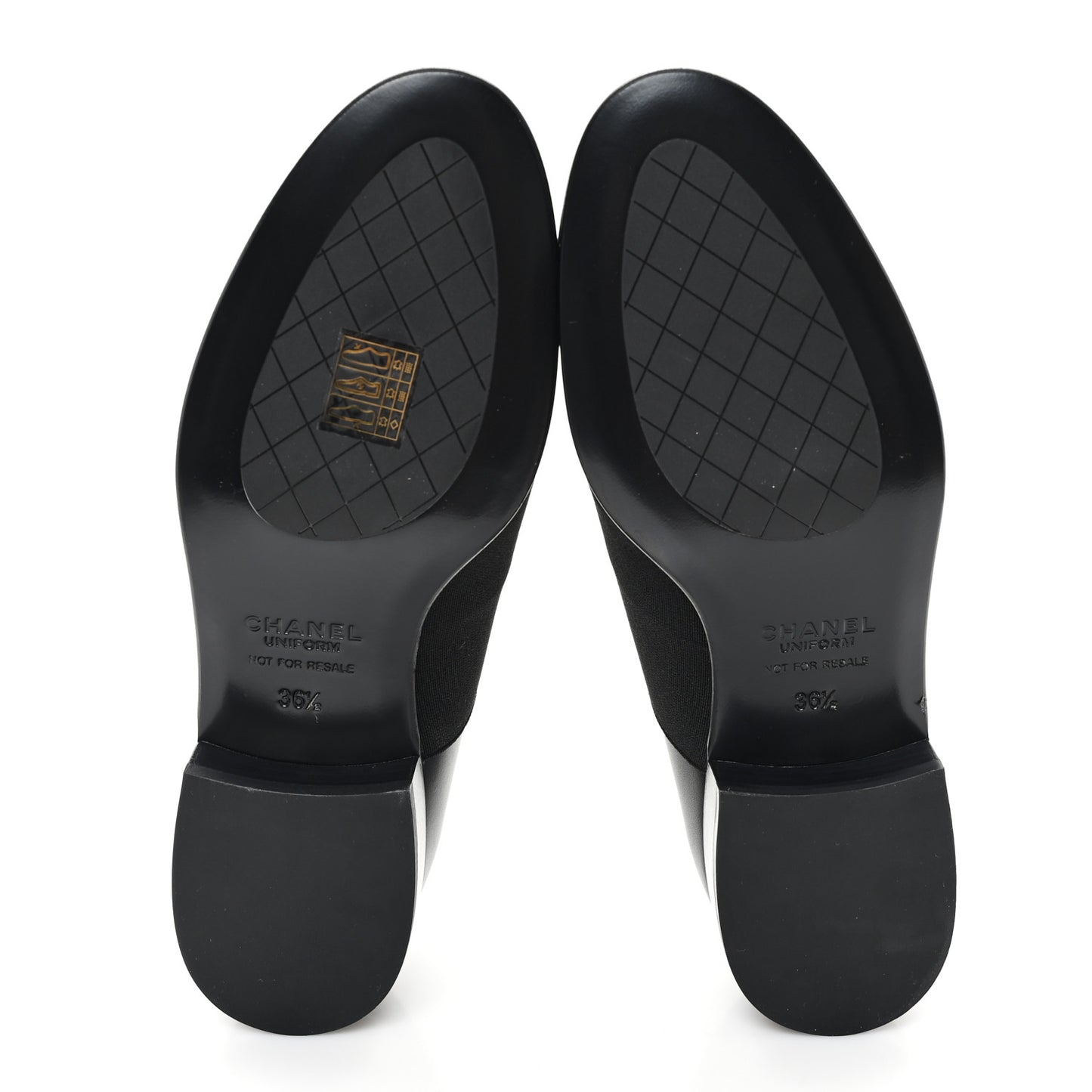 Calfskin Elastic Lace Up Cap Toe CC Loafers 36.5 Black