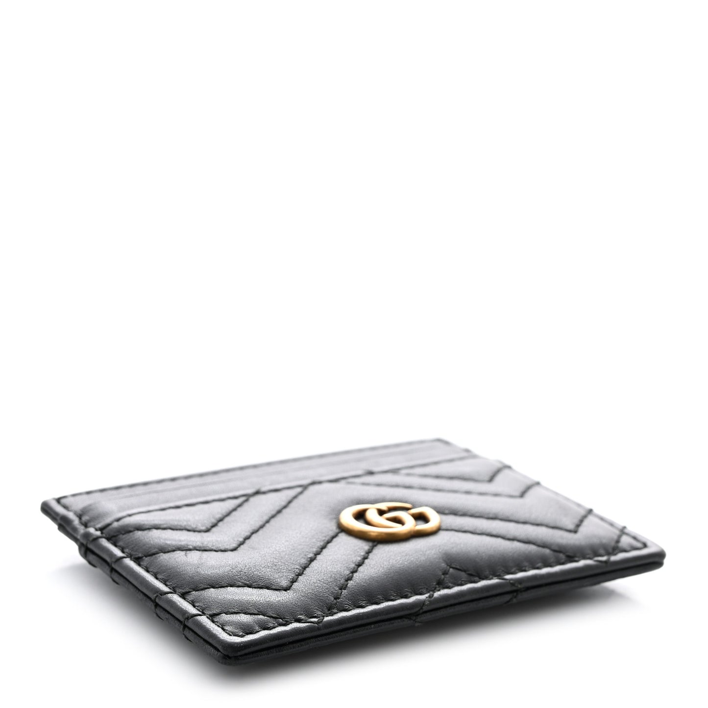 Calfskin Matelasse GG Marmont Card Holder Black