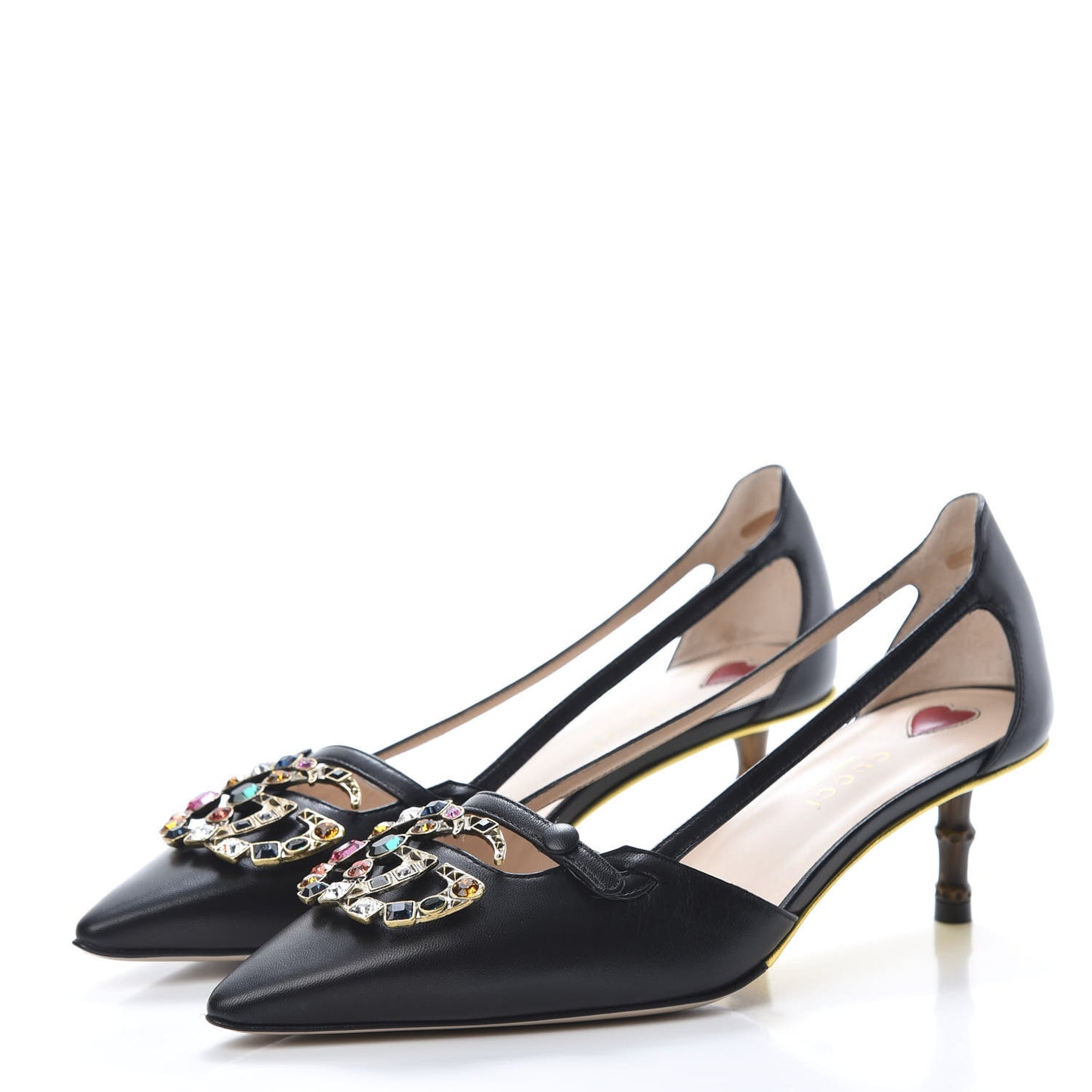 Calfskin Crystal GG Unia Pumps 37.5 Black