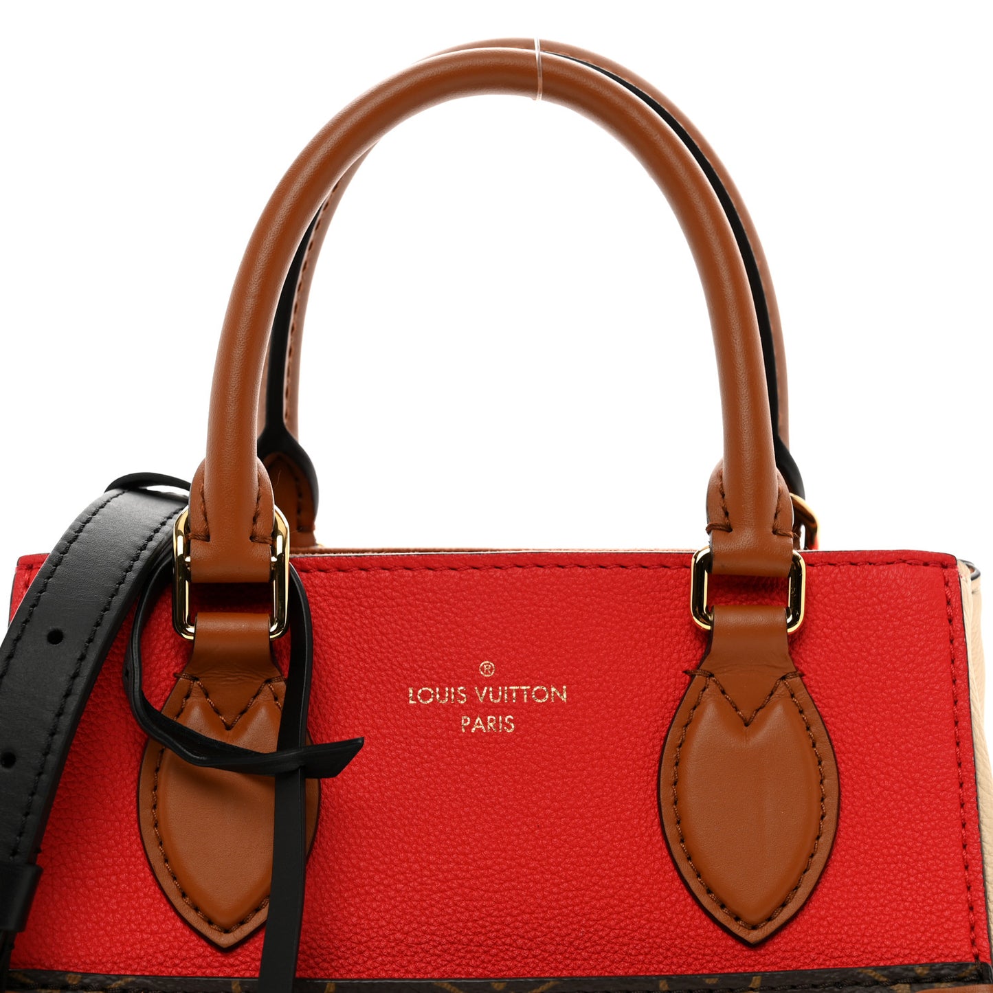 Calfskin Monogram Fold Tote PM Cerise Cream Black