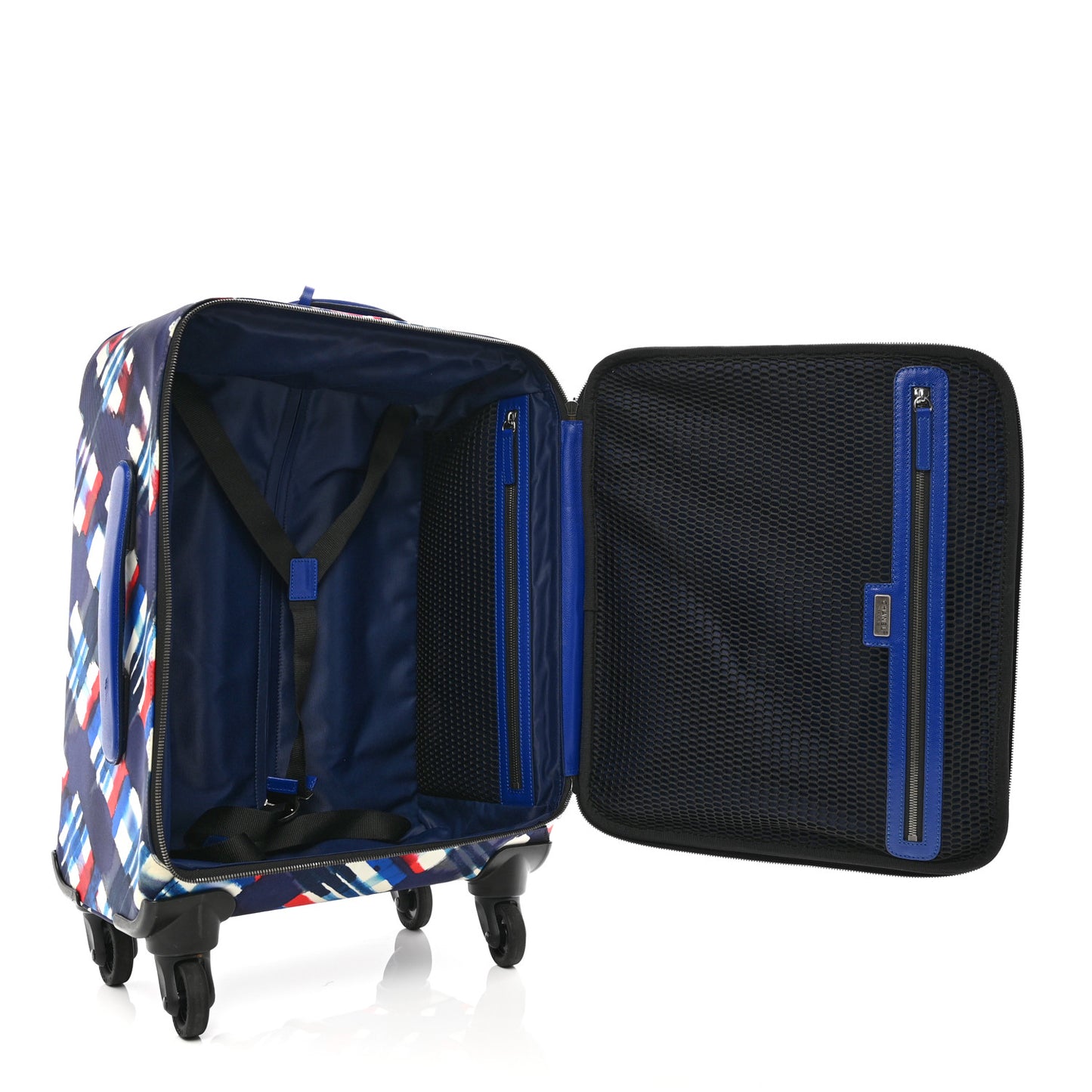 Nylon Airline Printed Coco Case Trolley White Navy Blue Red