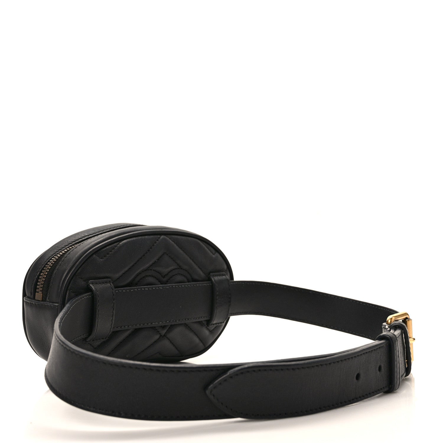 Gucci Calfskin Matelasse GG Marmont Belt Bag 85 34 Black 3 of 12
