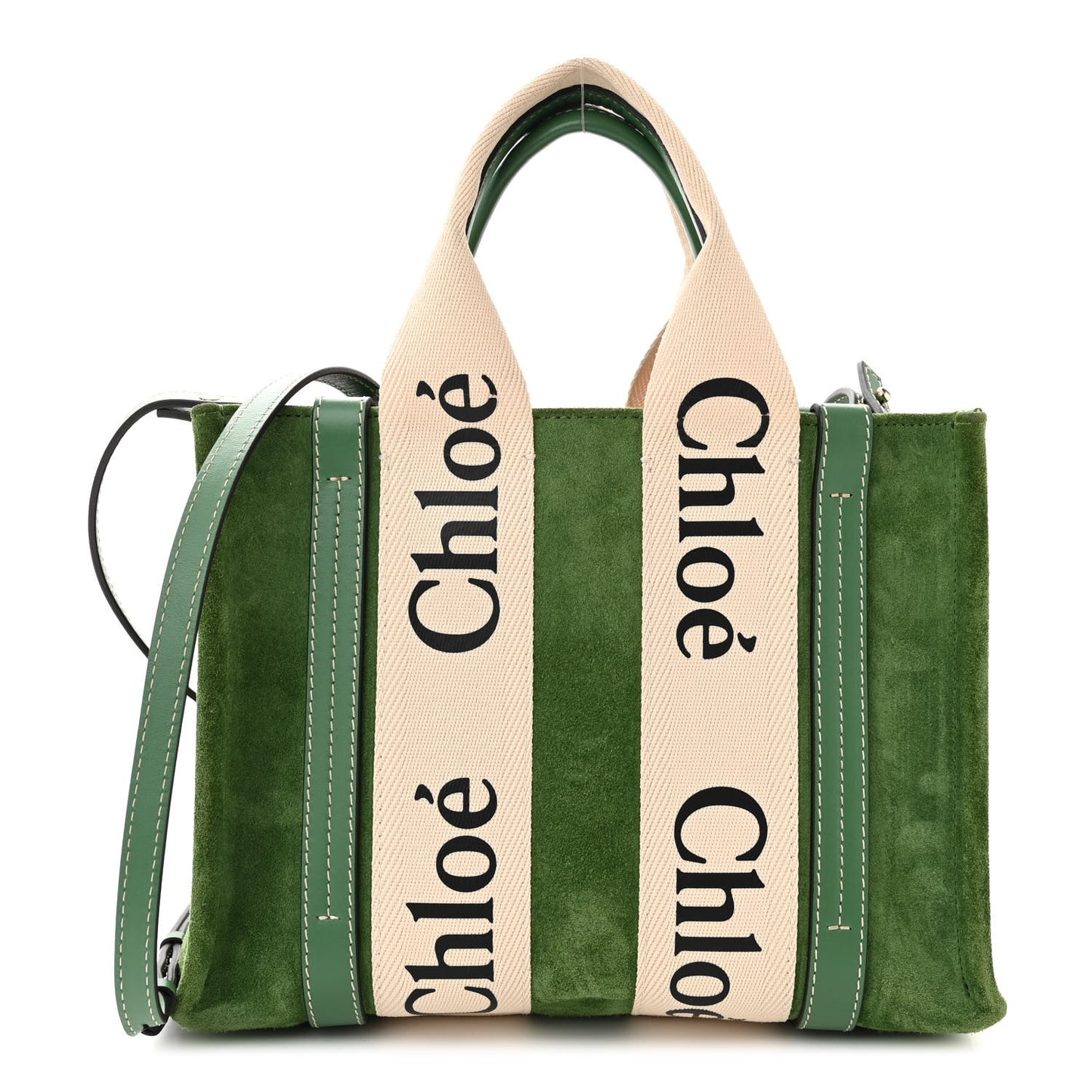 Suede Calfskin Small Woody Ribbon Tote Bright Green
