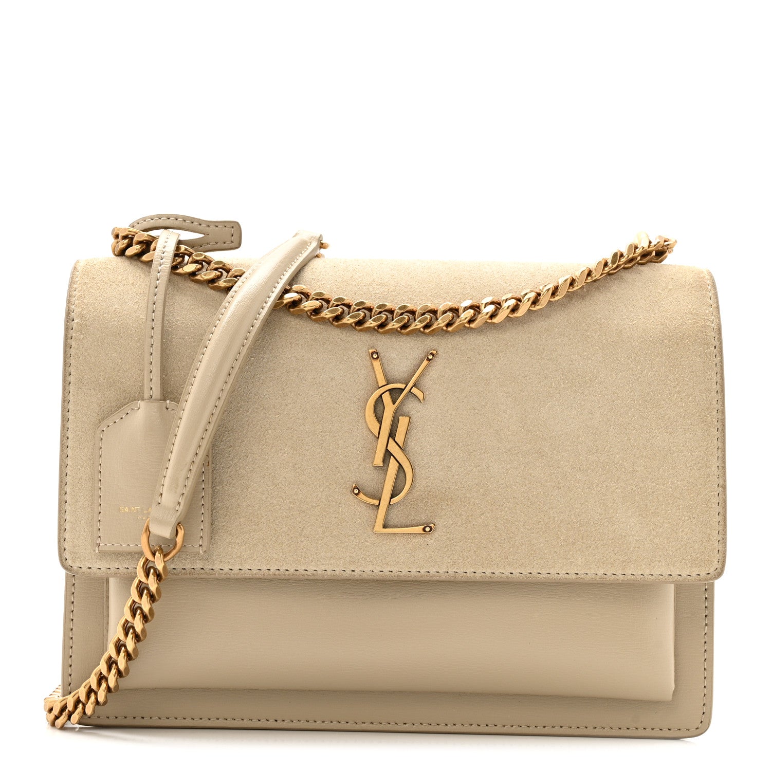 Saint Laurent Suede Calfskin Medium Monogram Sunset Sea Salt