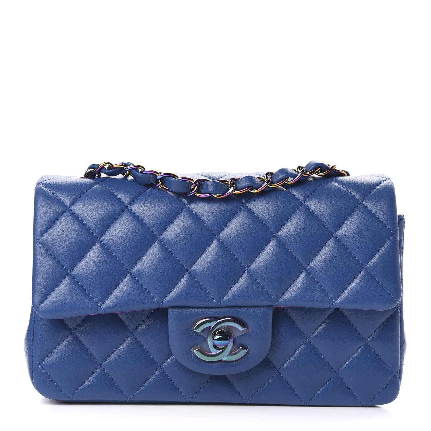 Chanel Lambskin Quilted Mini Rectangular Flap Blue Purple 1 of 10