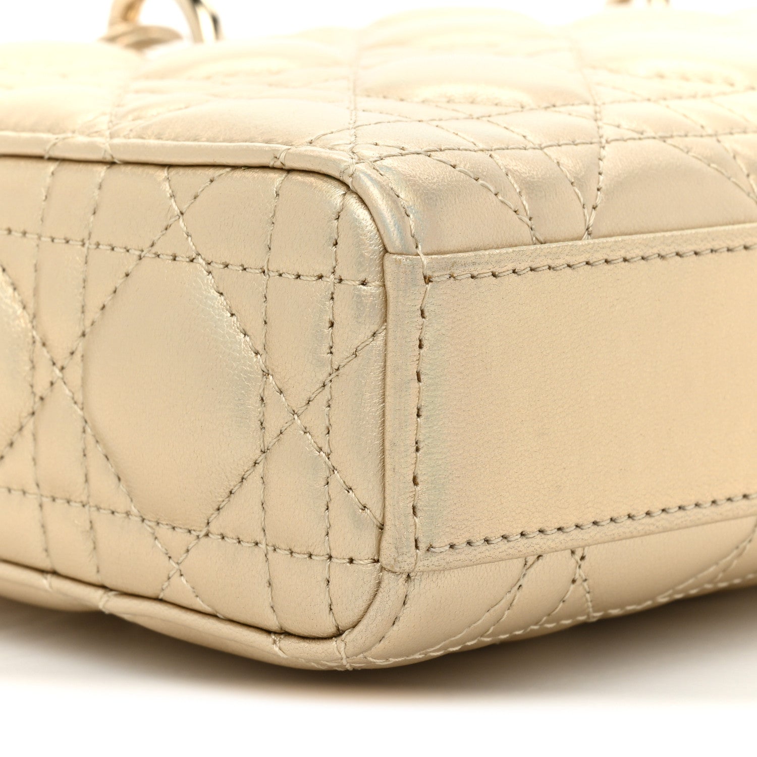 Christian Dior Metallic Lambskin Cannage Medium Lady D-Joy Or 8 of 8
