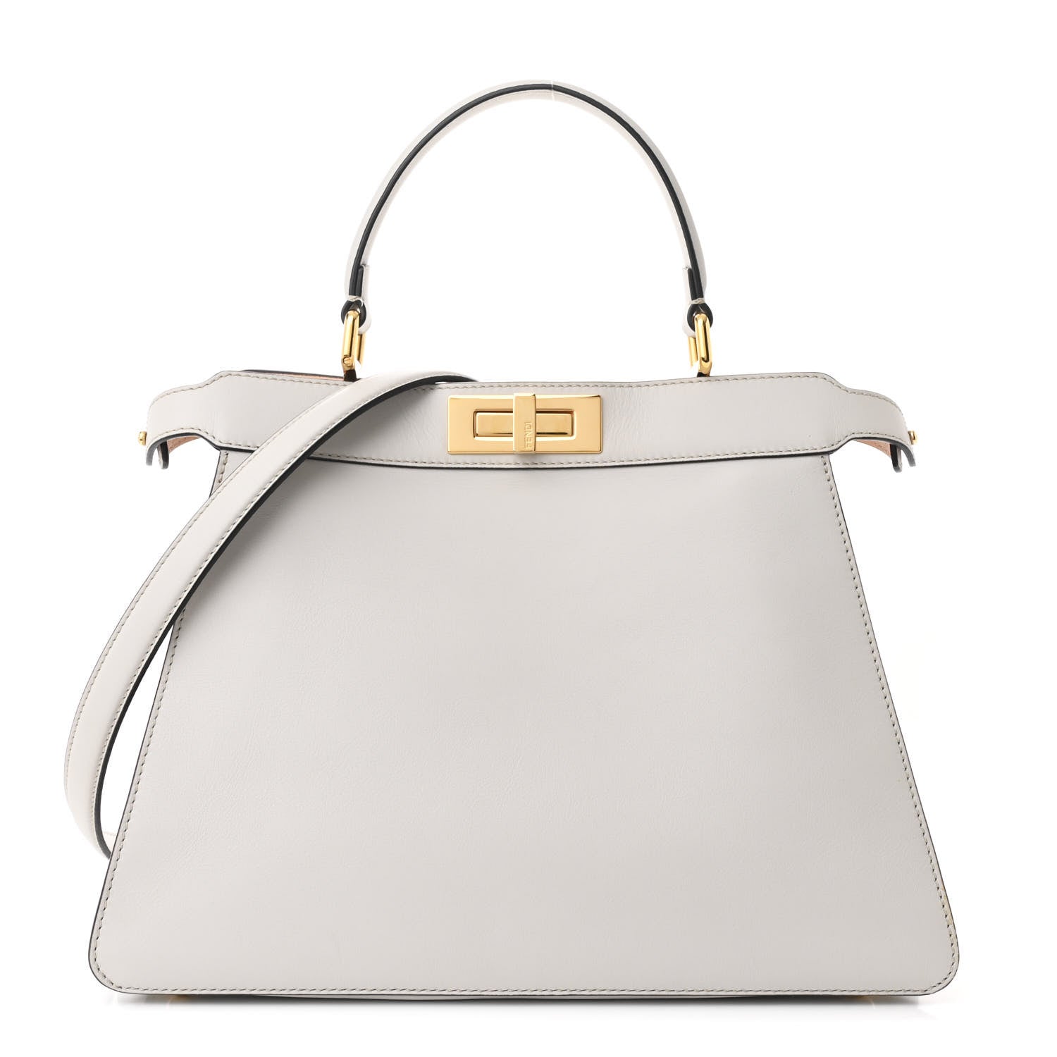 Fendi Vitello Seta Shiny Nappa Medium Peekaboo I SEE U Satchel  Ghiaia Light Rose 1 of 14
