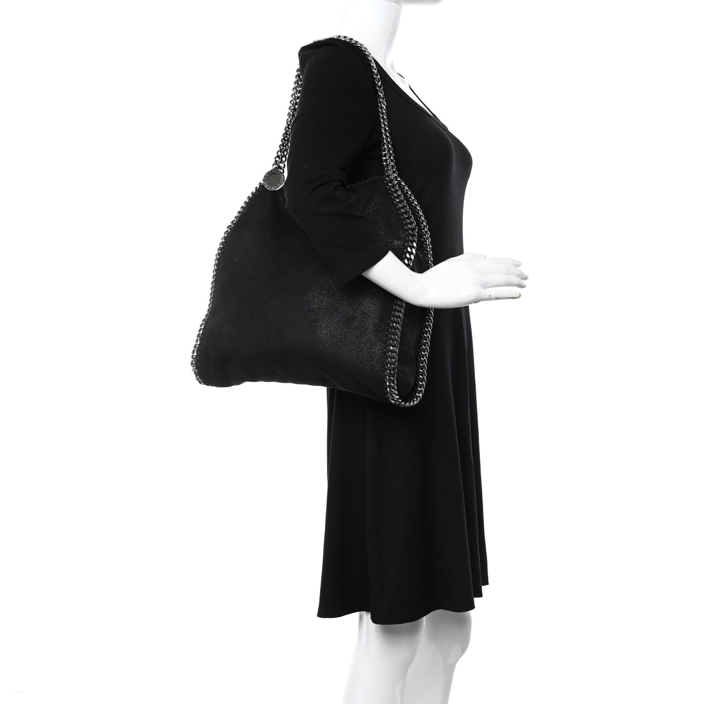Shaggy Deer Small Falabella Fold Over Tote Black