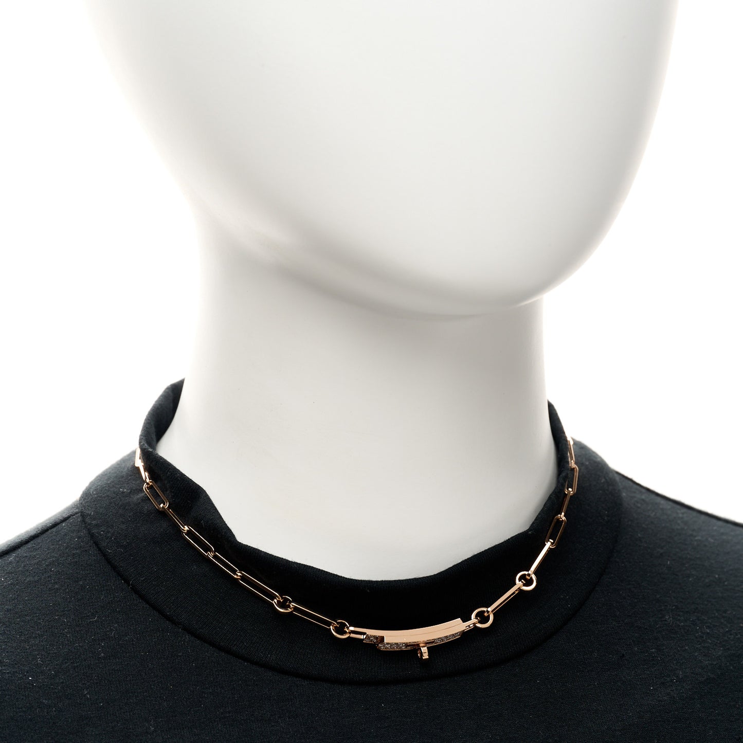 18K Rose Gold Diamond Pave Kelly Chaine Choker Necklace