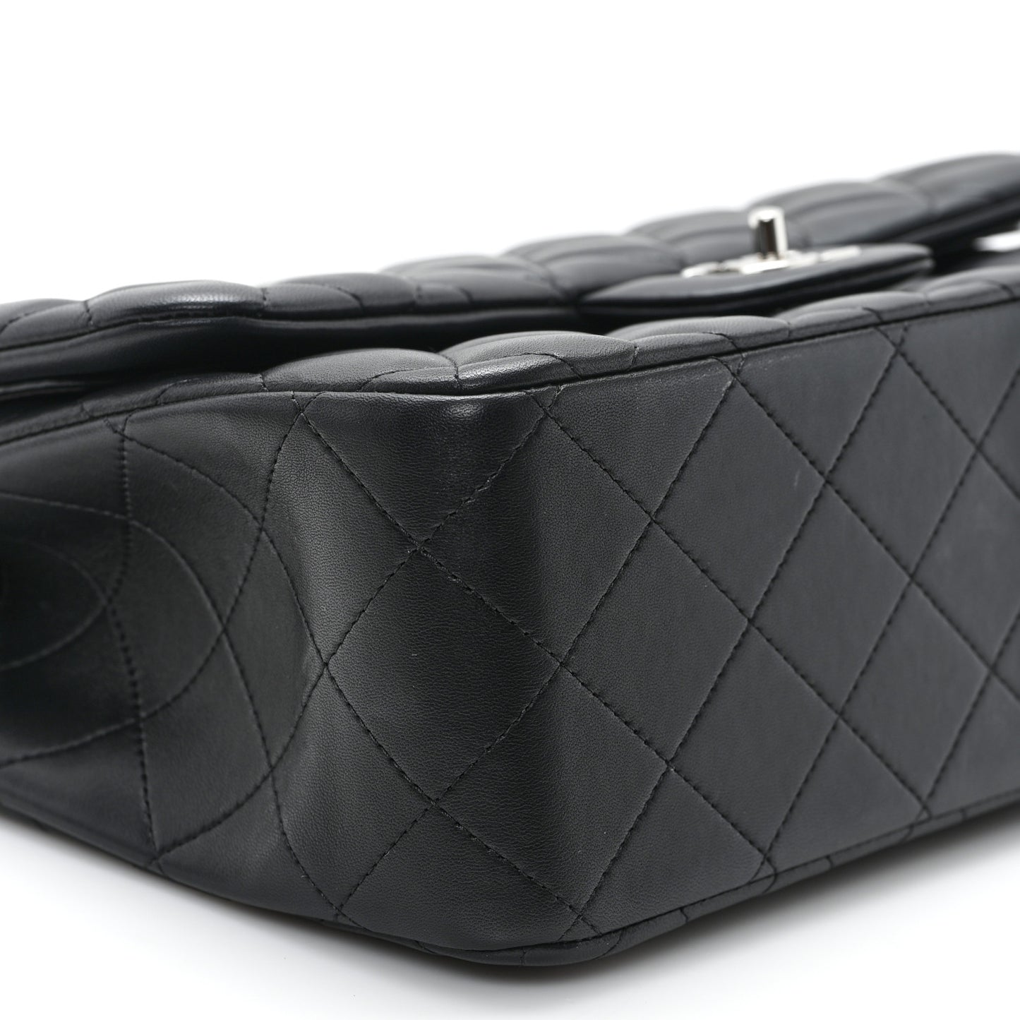 Lambskin Quilted Jumbo Double Flap Black