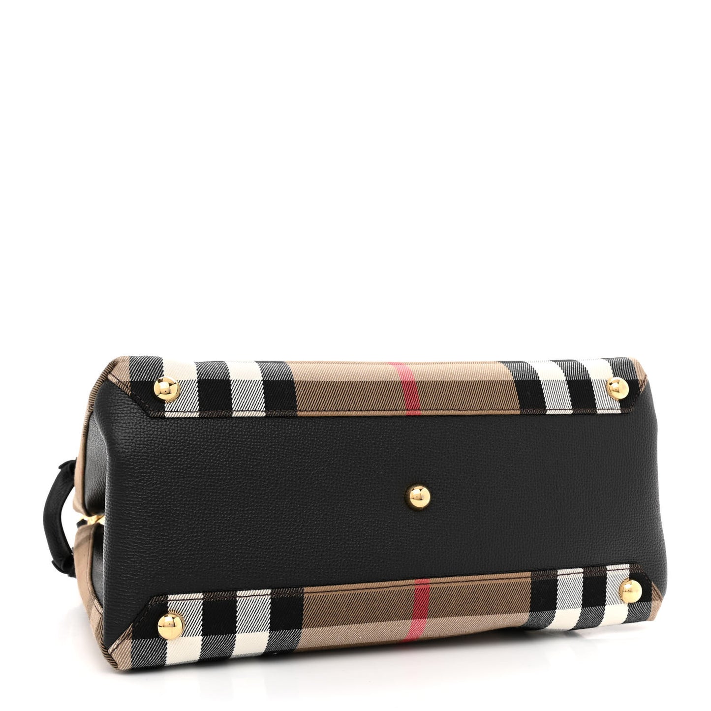 House Check Grainy Calfskin Medium Banner Tote Black