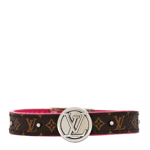 Monogram LV Circle Reversible Bracelet 17 Rose Falbala