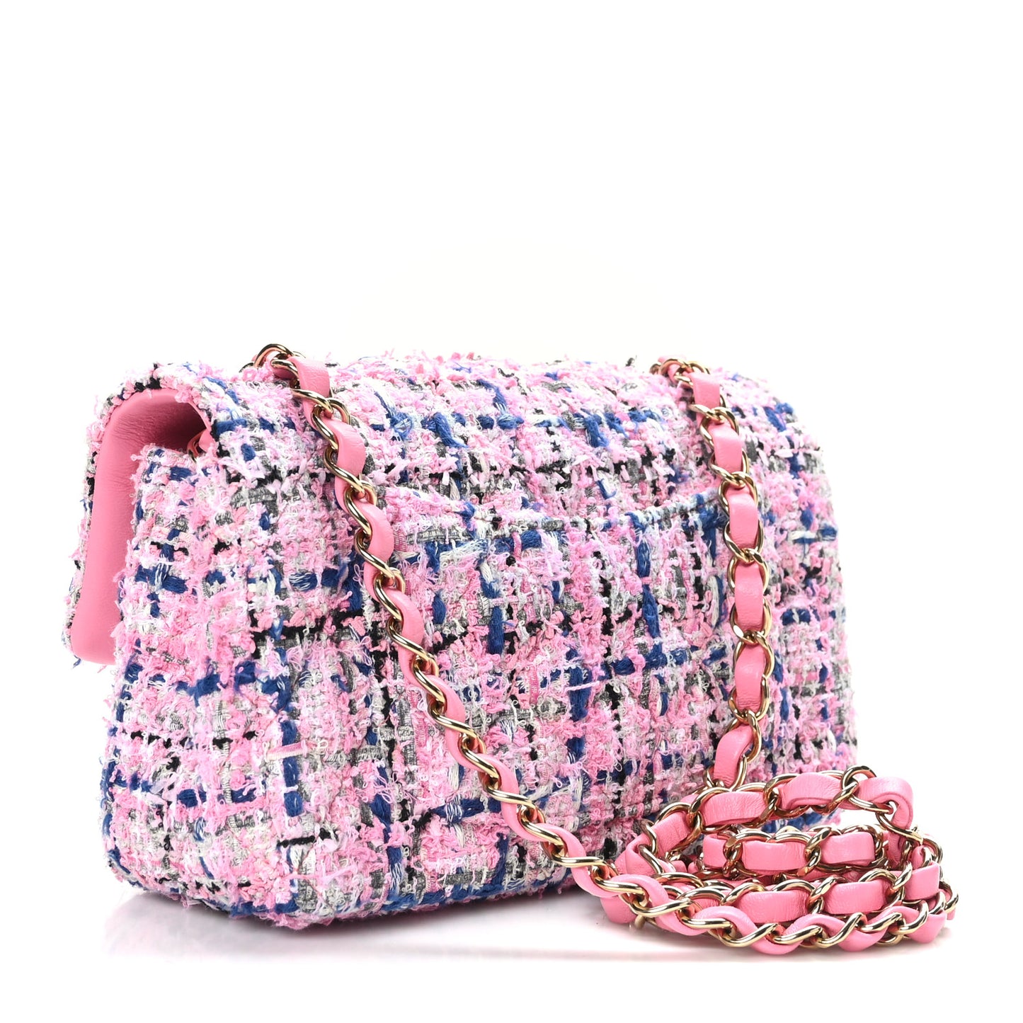 Tweed Quilted Mini Rectangular Flap Pink Multicolor