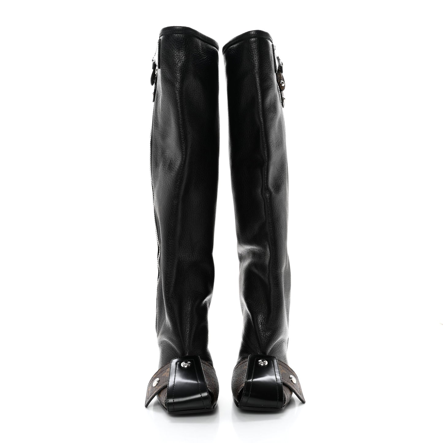 Calfskin Monogram Patti Wedge Tall Boots 36 Black