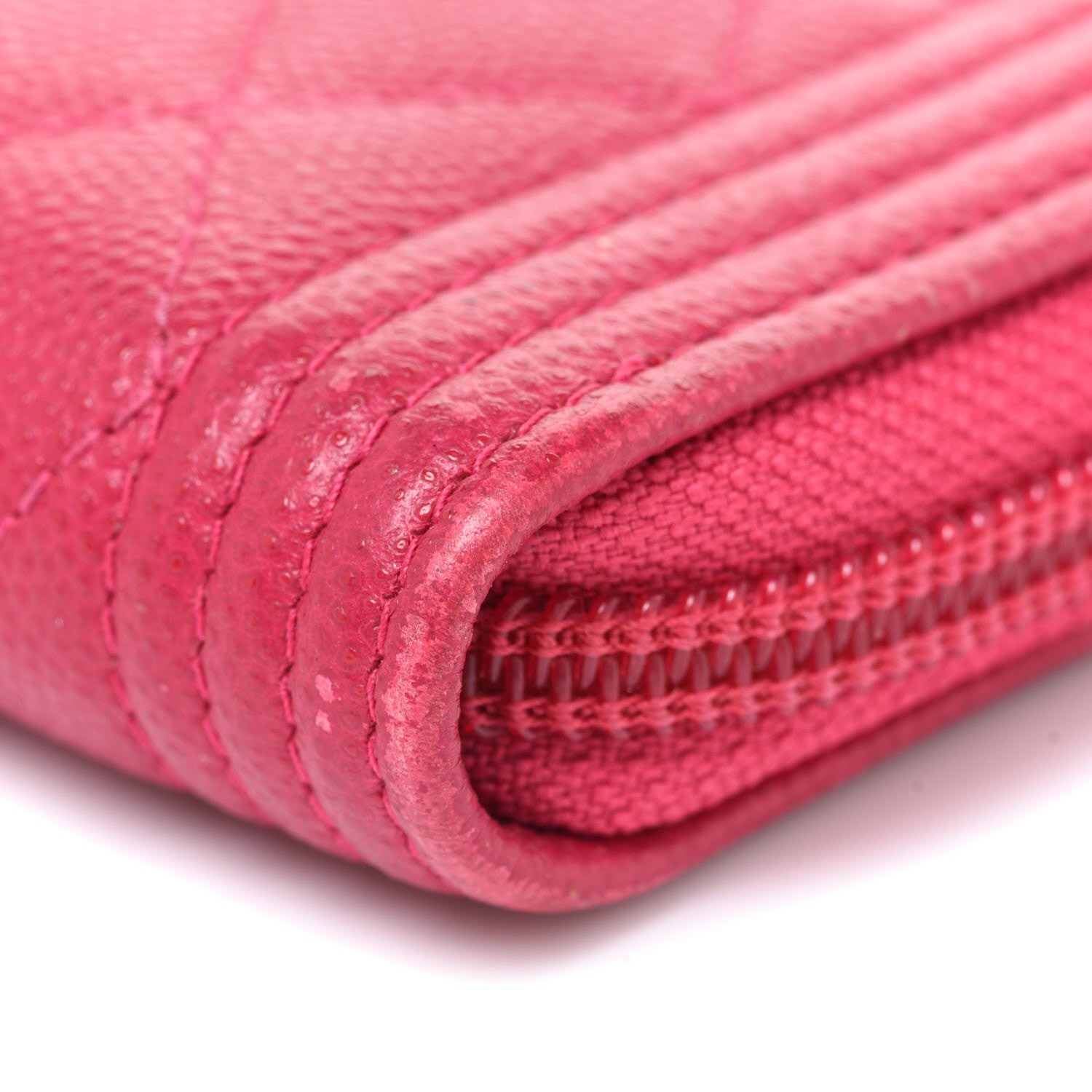 Chanel Caviar Quilted Boy Zip Around Coin Purse Wallet Fuchsia 9 of 11