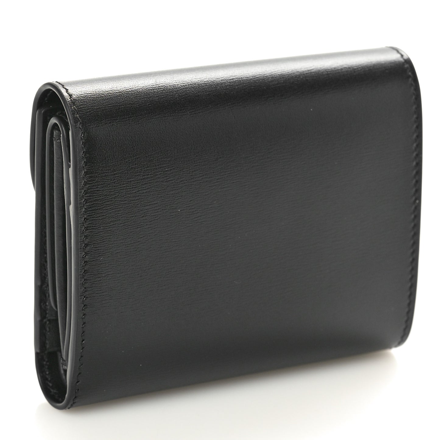 Shiny Calfskin Small Triomphe Wallet Black