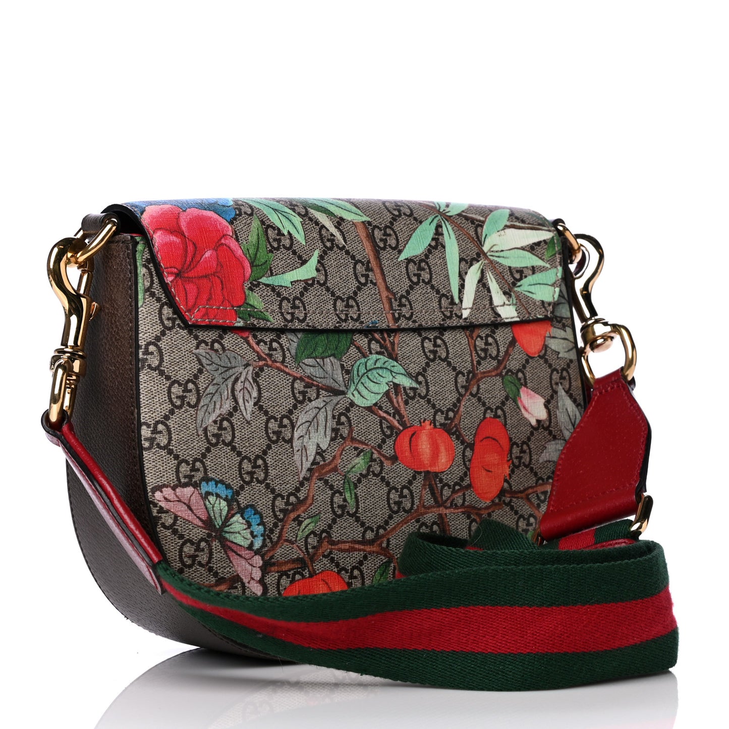 GG Supreme Monogram Tian Web Medium Padlock Messenger Shoulder Bag Beige Multicolor New Acero