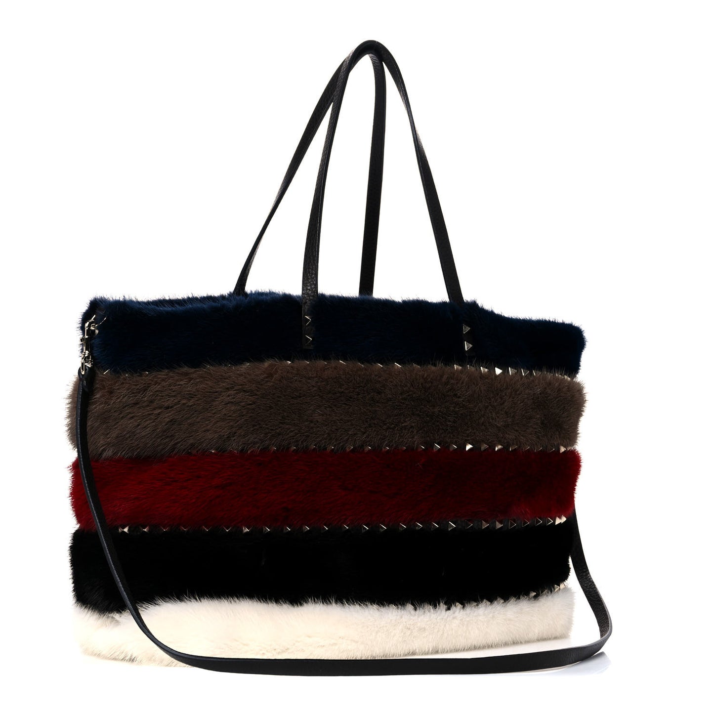 Mink Fur Rockstud Large Tote Multicolor