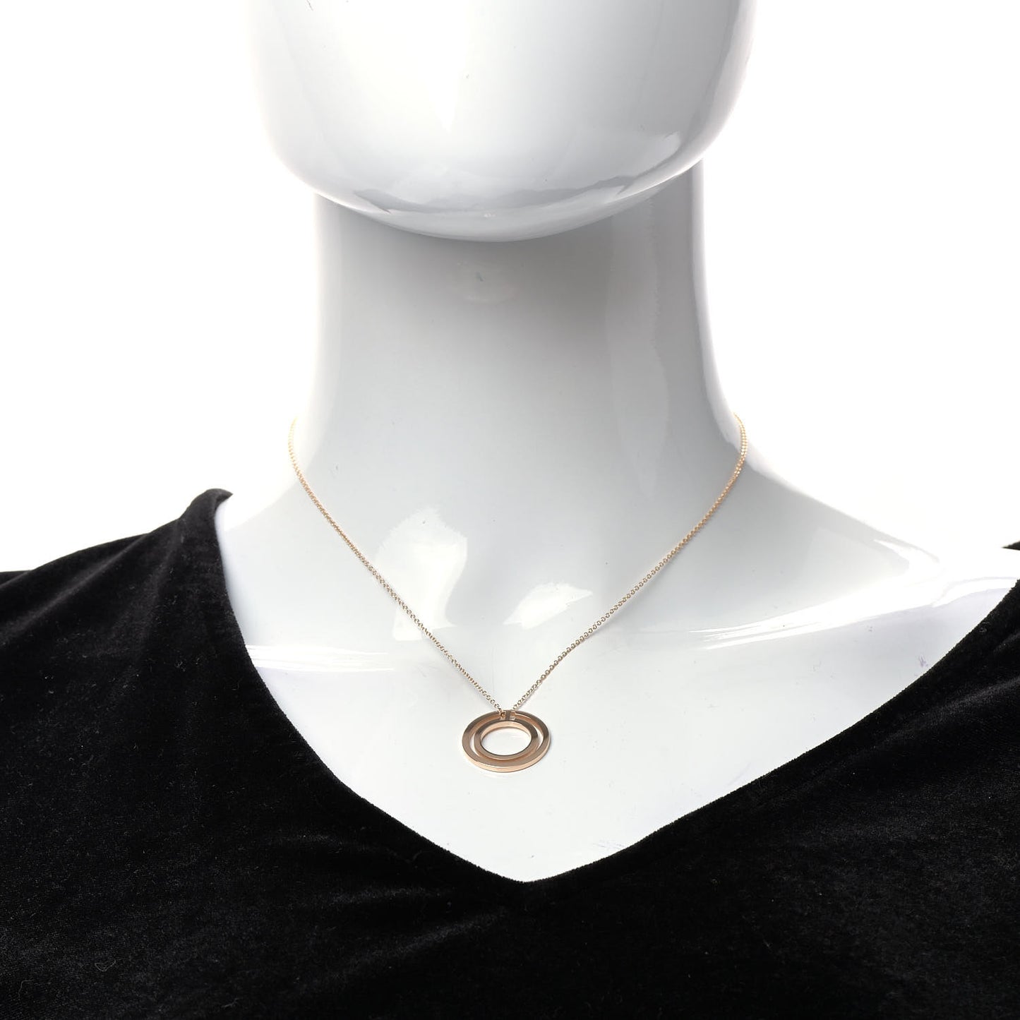 18K Rose Gold T Circle Pendant Necklace