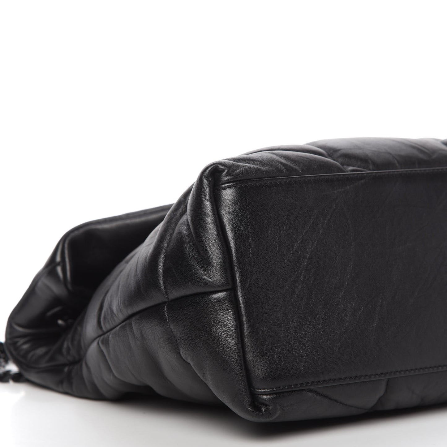 Lambskin Quilted Medium Loulou Puffer Monogram Chain Satchel Black