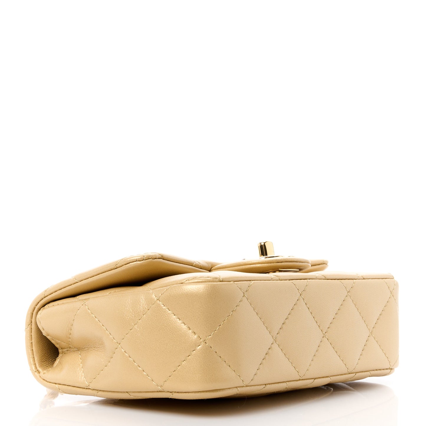 Metallic Lambskin Resin Quilted Top Handle Mini Flap Gold