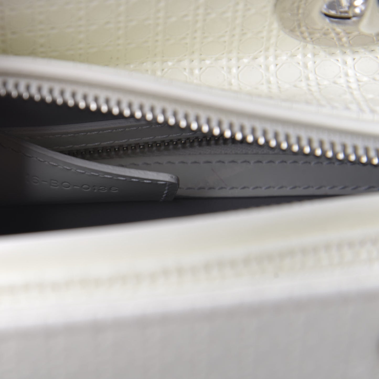 Patent Micro Cannage Medium Lady Dior White