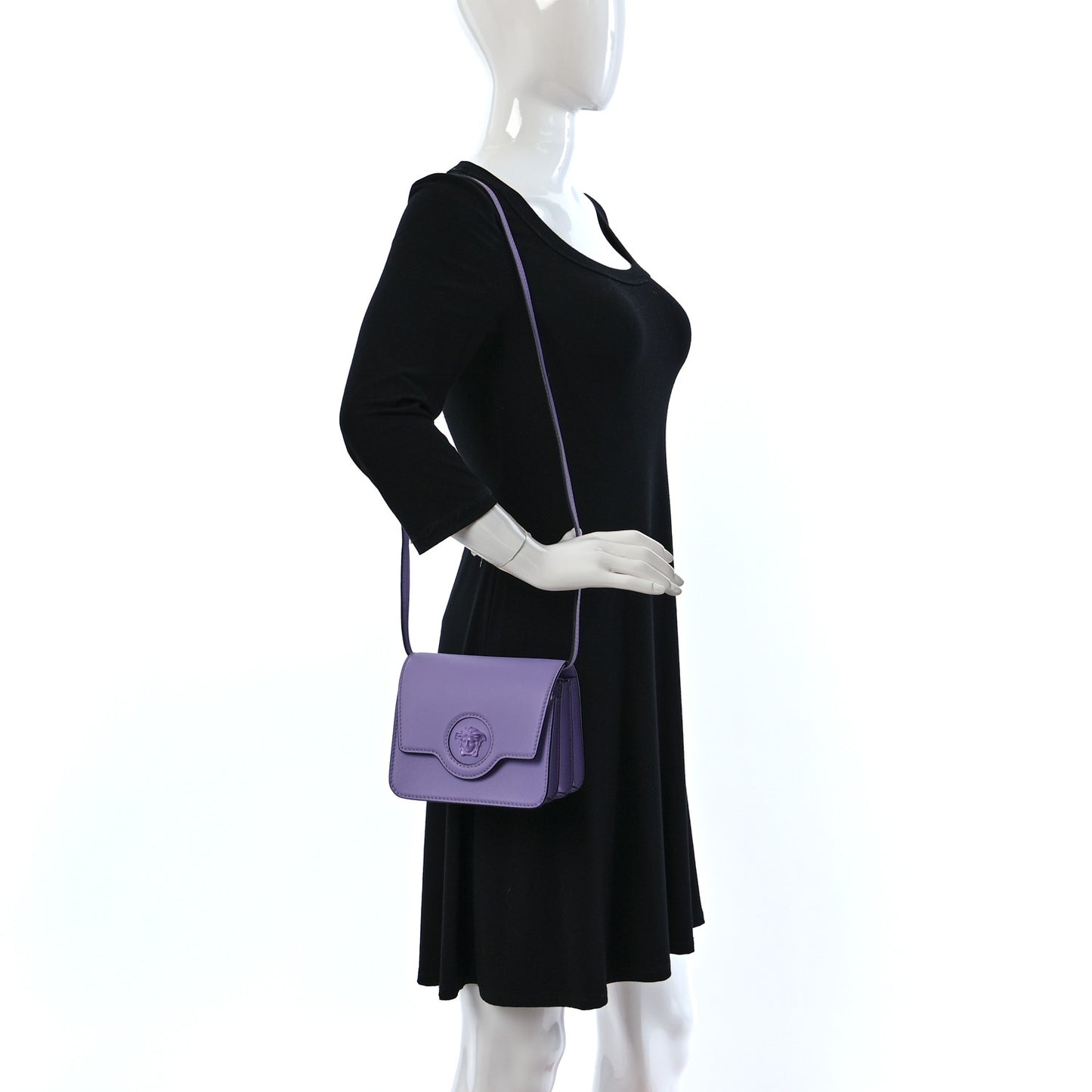 Grained Calfskin La Medusa Shoulder Bag Lilac