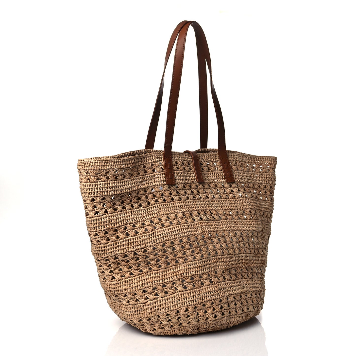 Raffia Calfskin Medium Panier Tote Naturel