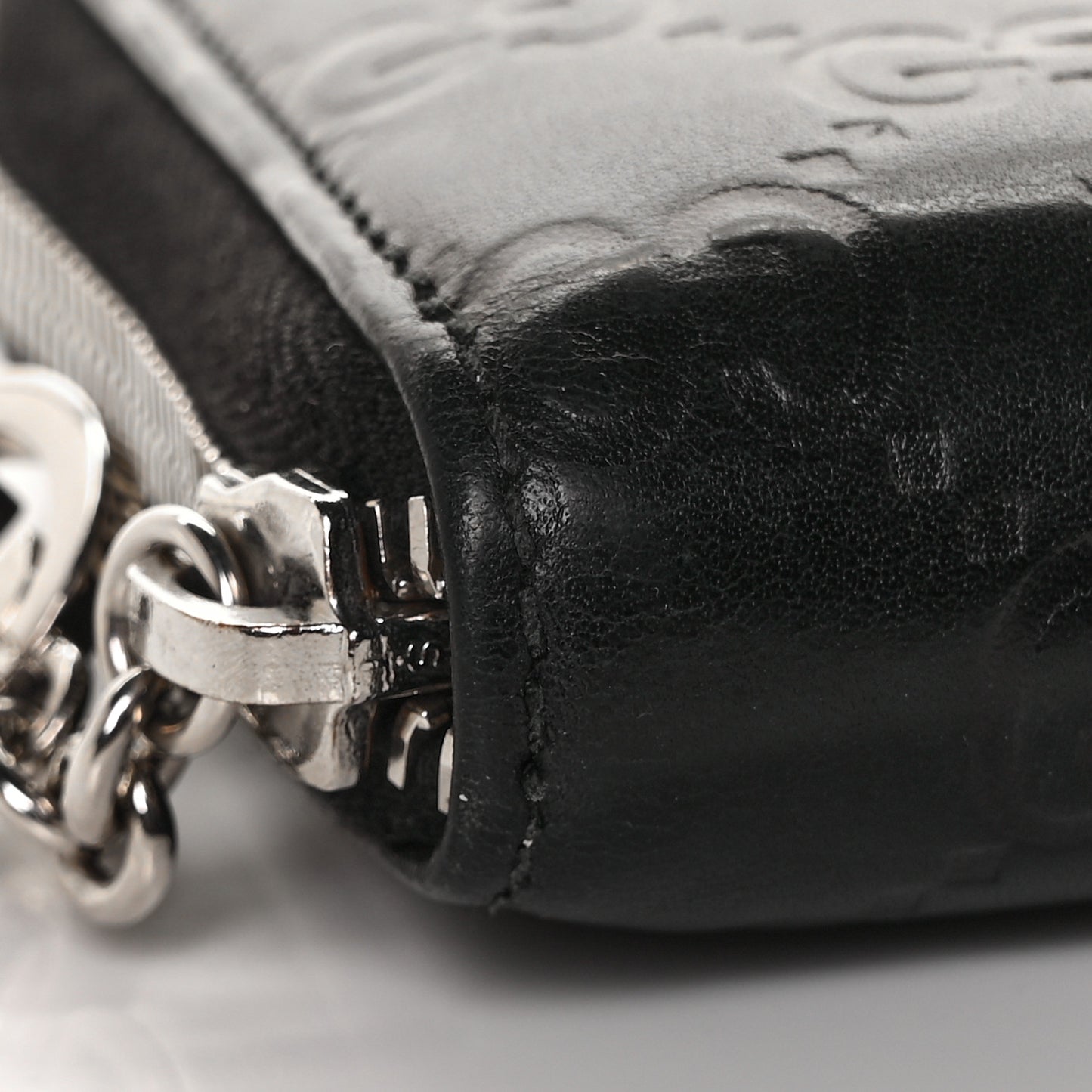 Guccissima Large Twins Zip Around Wallet Black