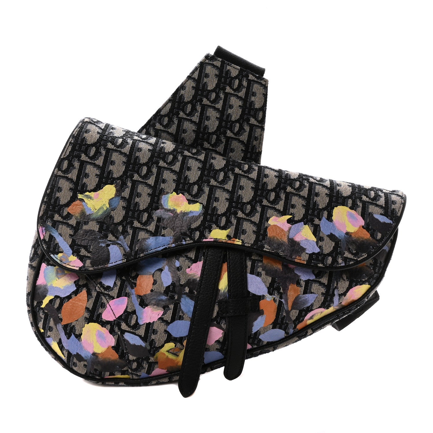 Christian Dior X ALEX FOXOTN Oblique Floral Print Mens Saddle Bag 