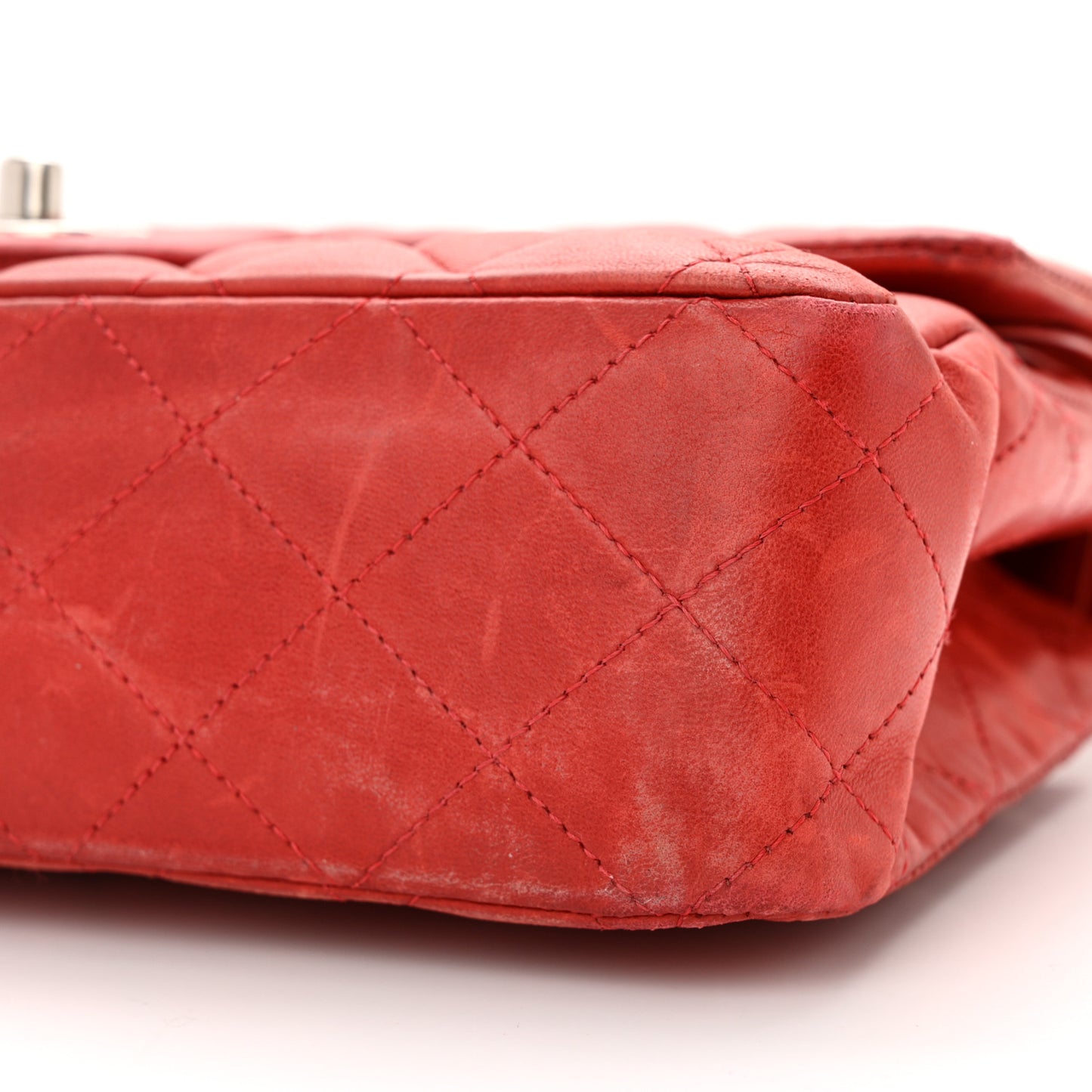 Lambskin Quilted Medium Double Flap Red