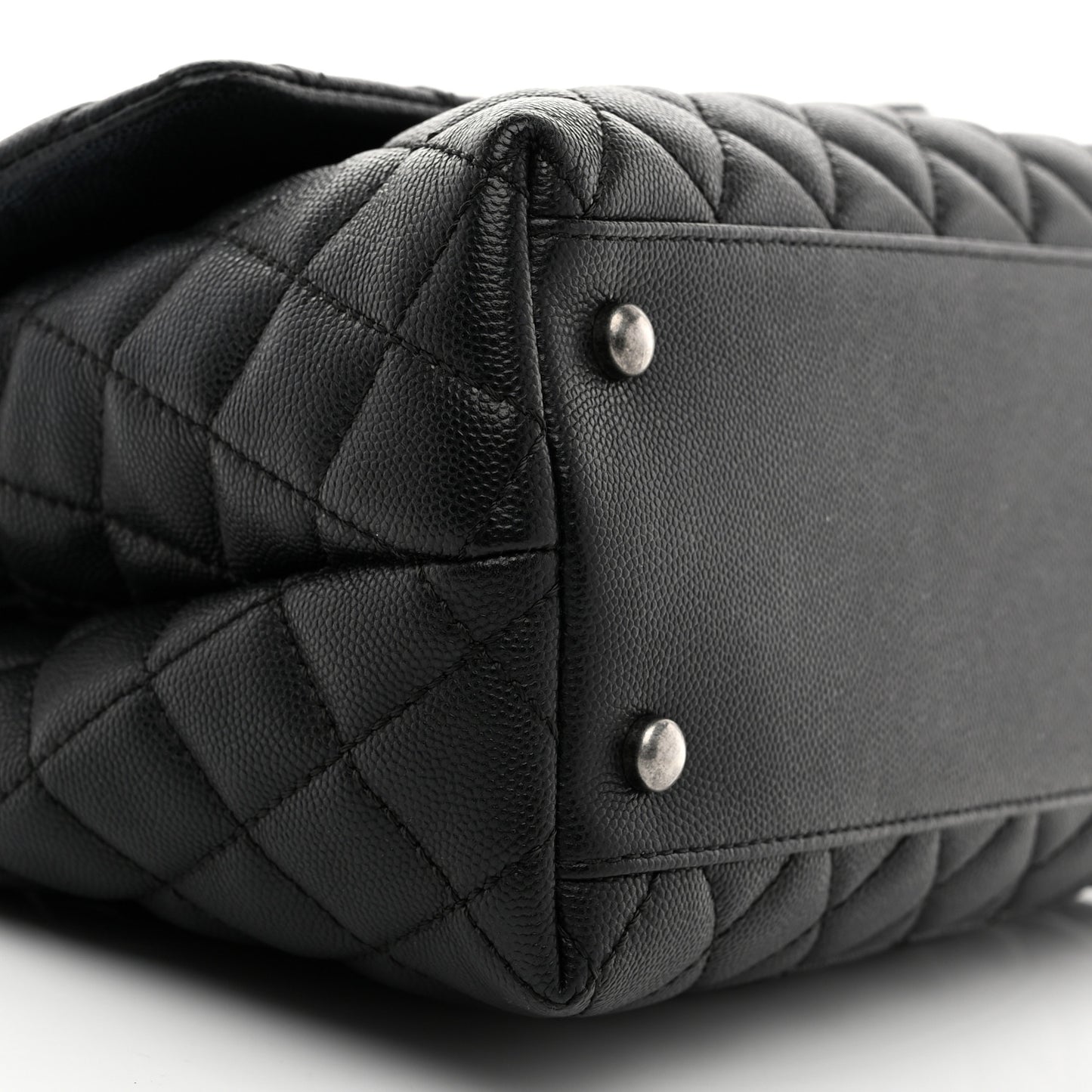 Caviar Lizard Embossed Quilted Small Coco Handle Flap Black