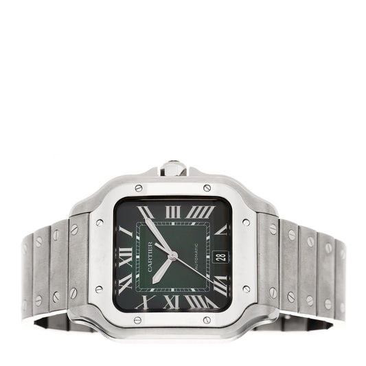 Stainless Steel 39.8mm Santos De Cartier Automatic Watch Green