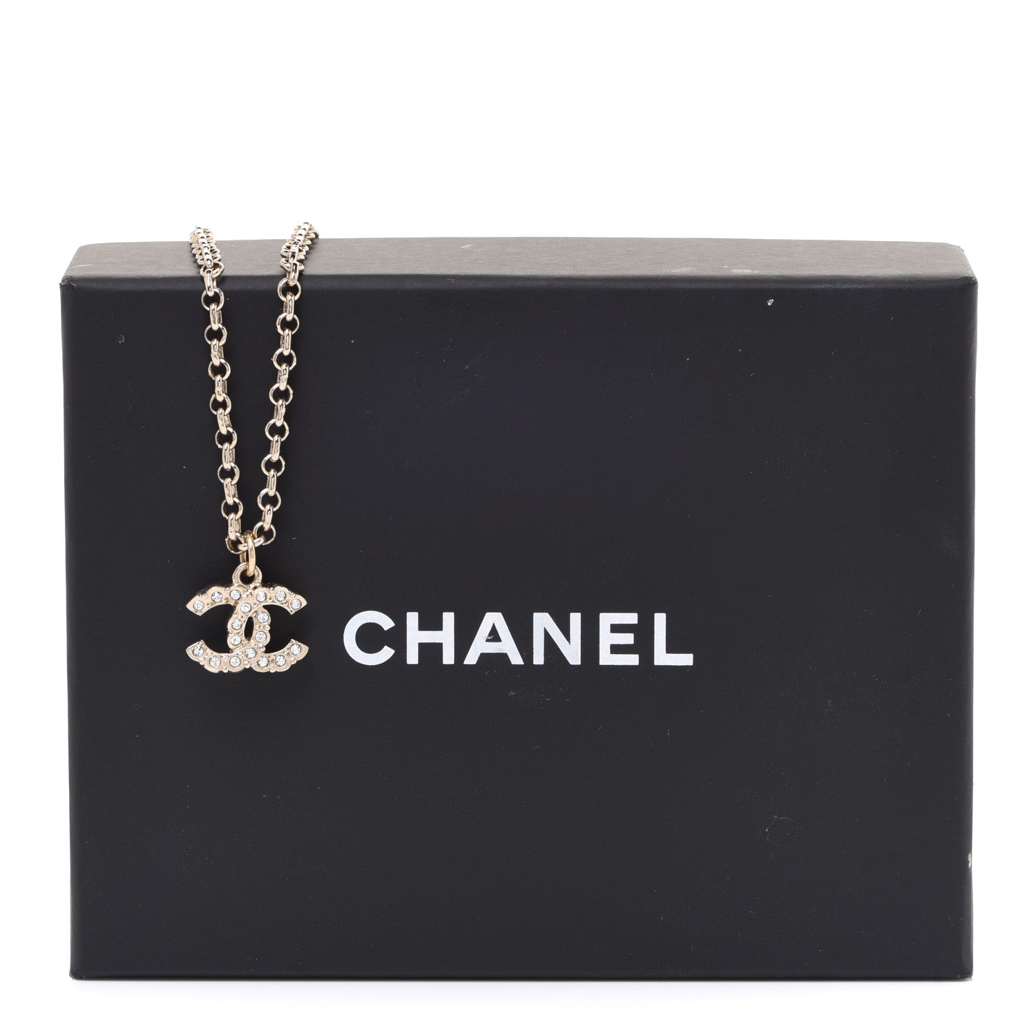 Chanel Crystal CC Beaded Pendant Necklace Gold 6 of 6