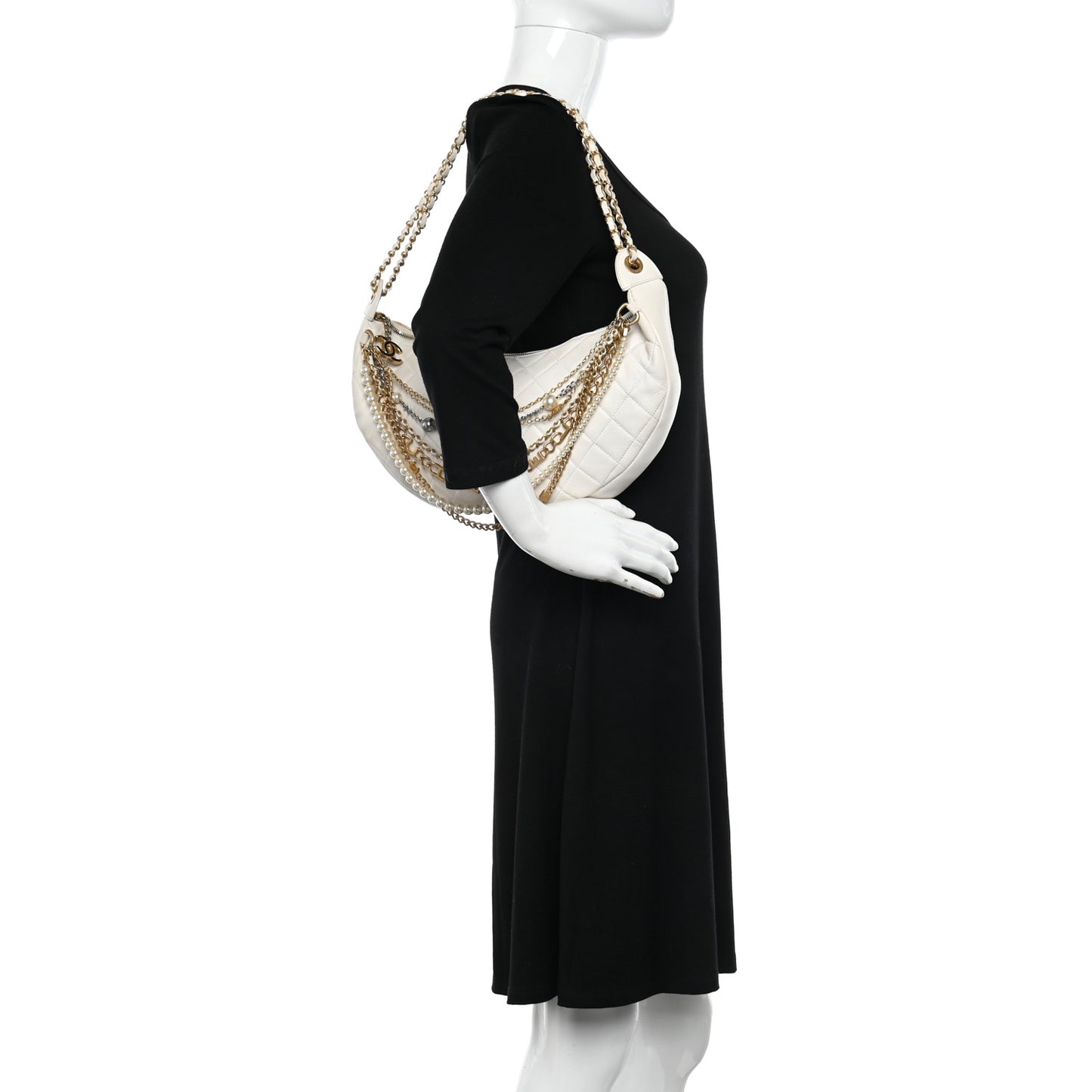 Lambskin Quilted All About Chains Waist Belt Bag White