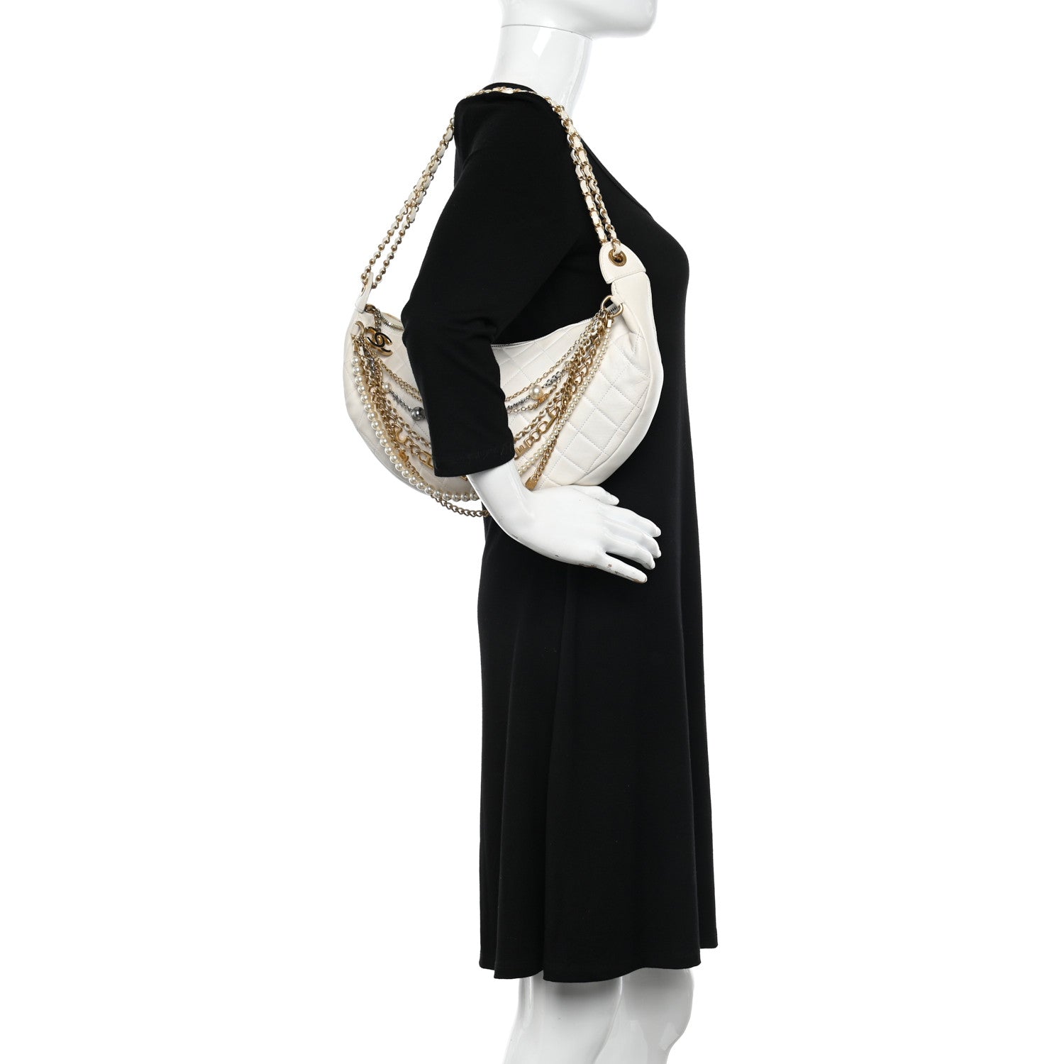 Chanel Lambskin Quilted All About Chains Waist Belt Bag White 2 of 10