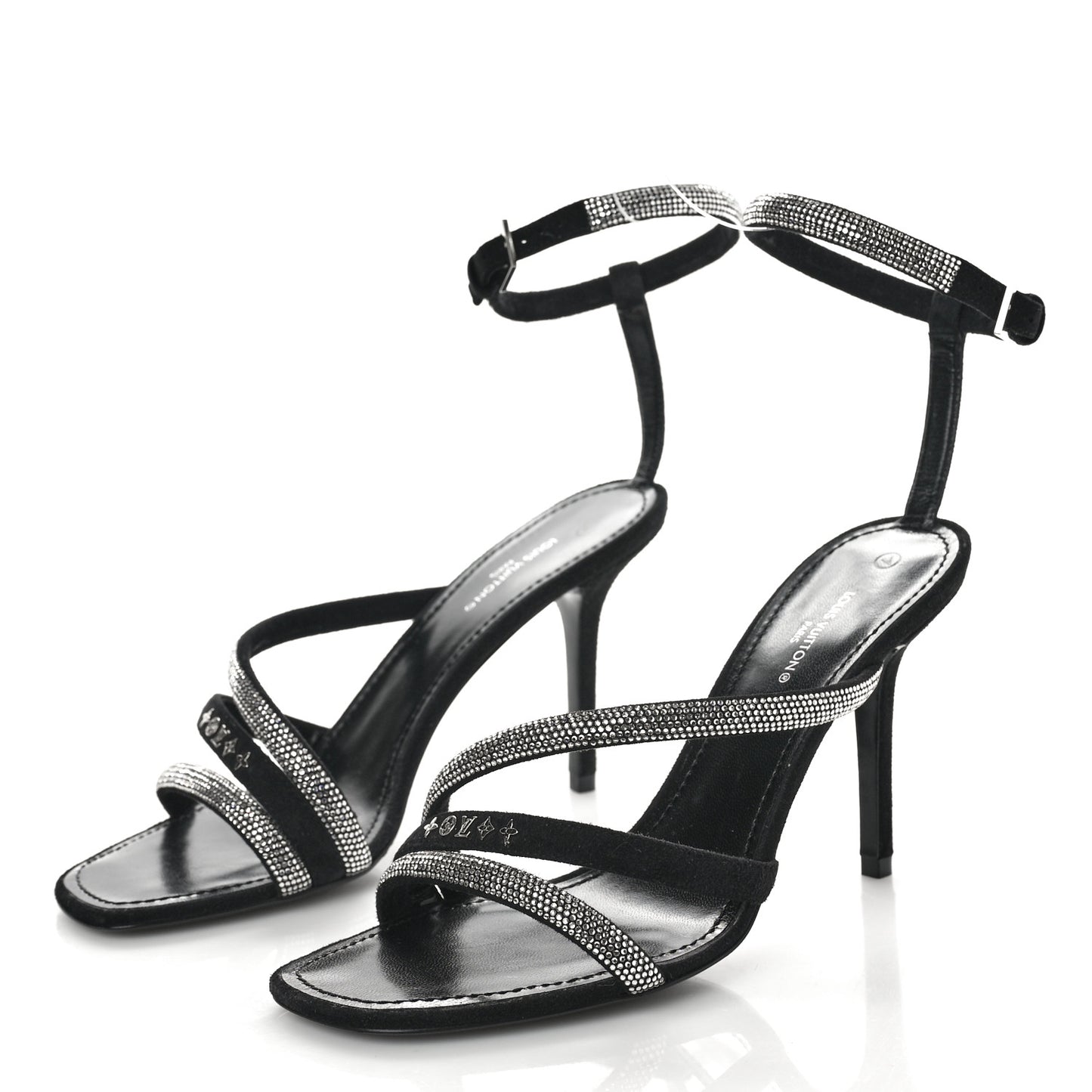 Suede Goat Rhinestone Appeal Sandals 37.5 Black
