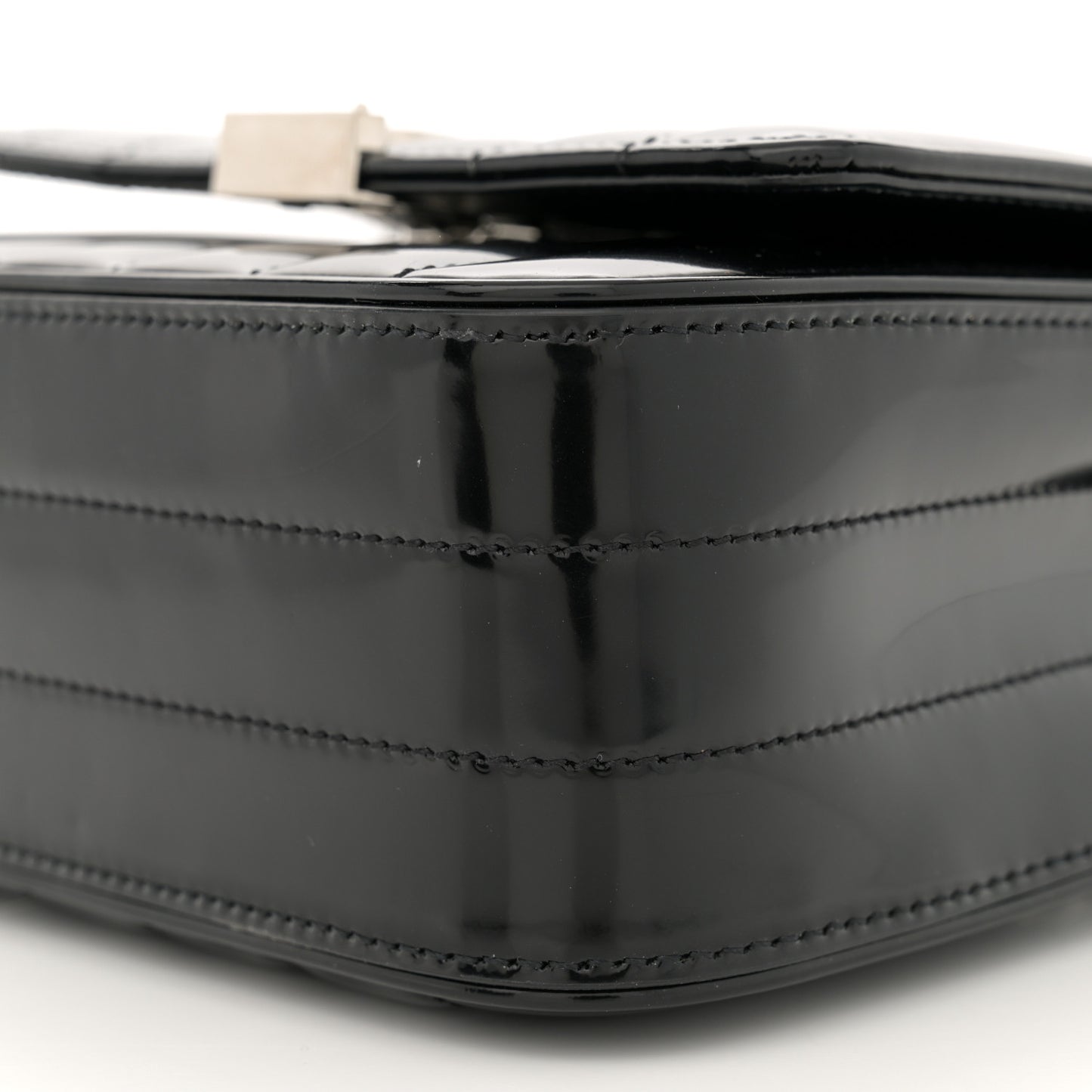 Patent Calfskin Matelasse Monogram Small Vicky Chain Bag Black