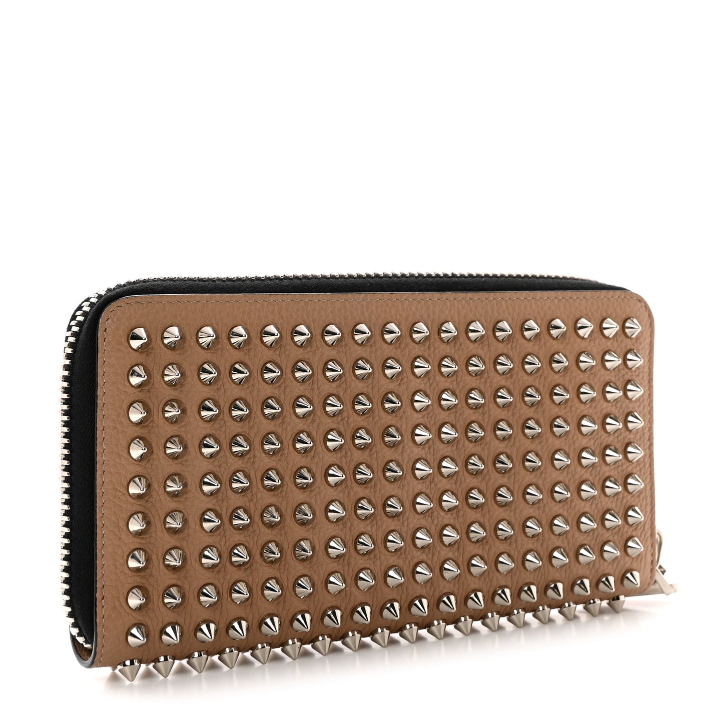 Calfskin Panettone Spiked Zip Around Wallet Dune