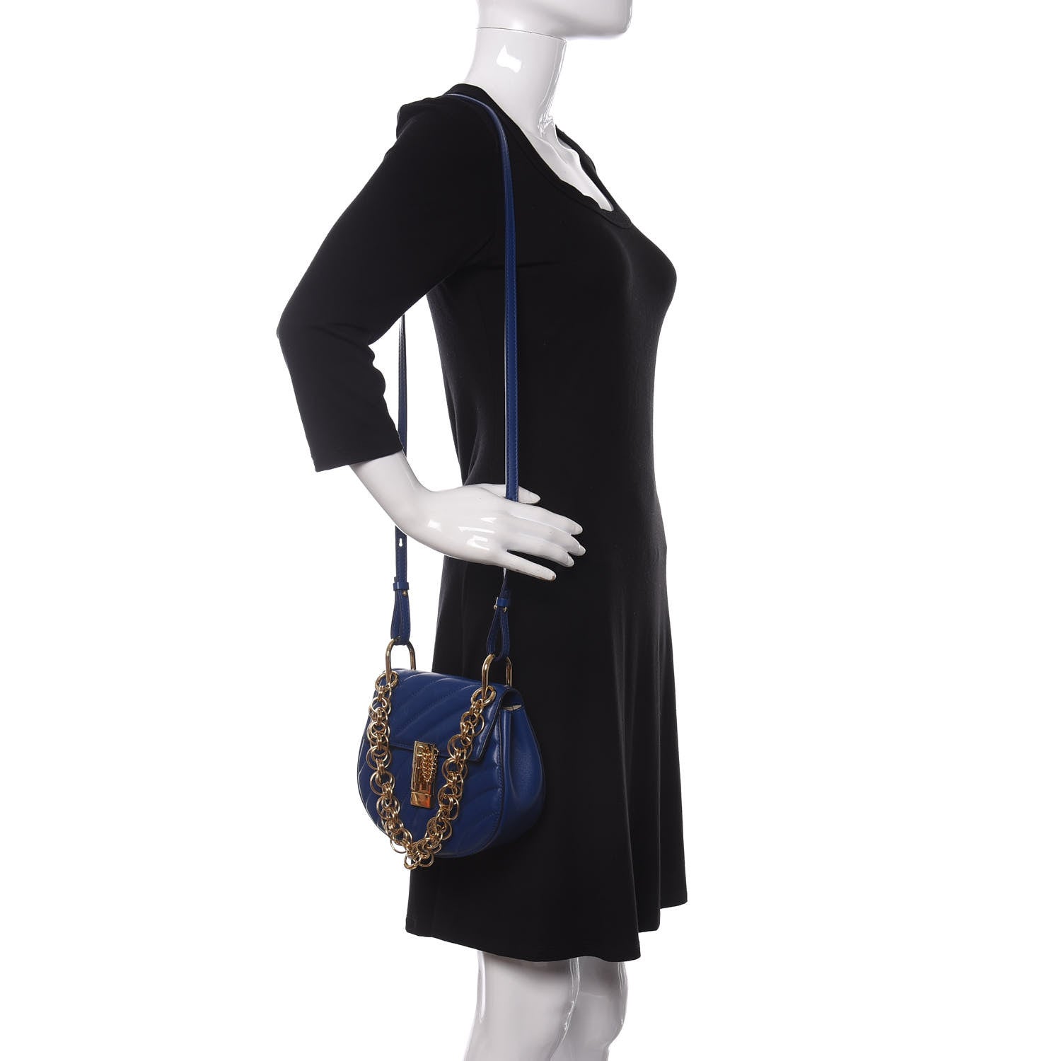 Chloe Calfskin Quilted Mini Drew Bijou Shoulder Bag Majesty Blue 2 of 10